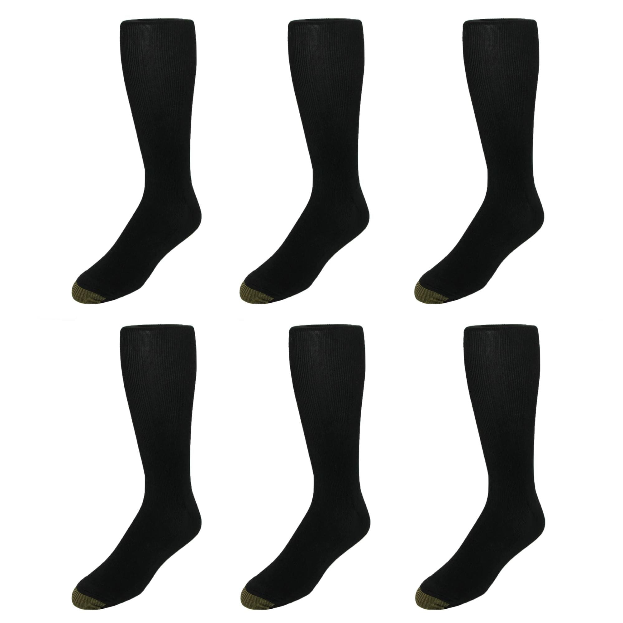 Gold Toe Men's Metropolitan Moisture Control OTC Socks (Pack of 6) - Black