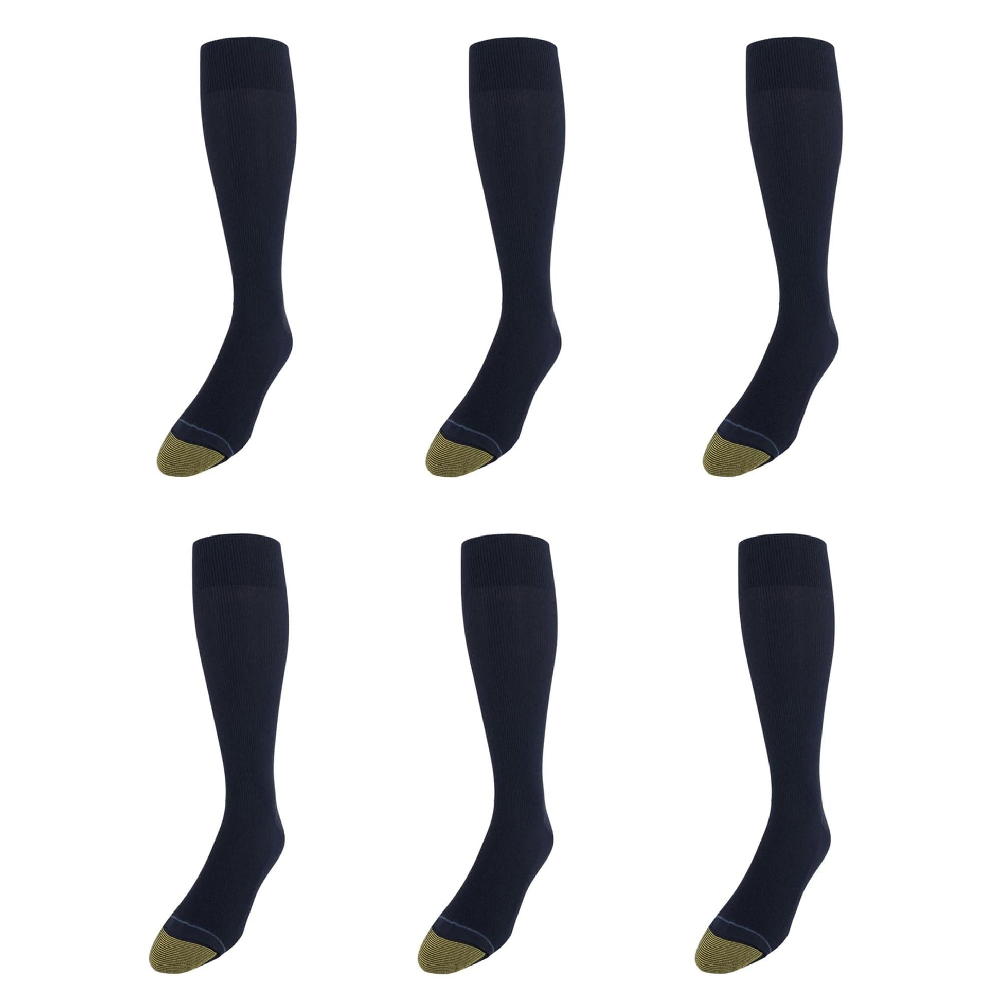 Gold Toe Men's Metropolitan Moisture Control OTC Socks (Pack of 6) - Navy