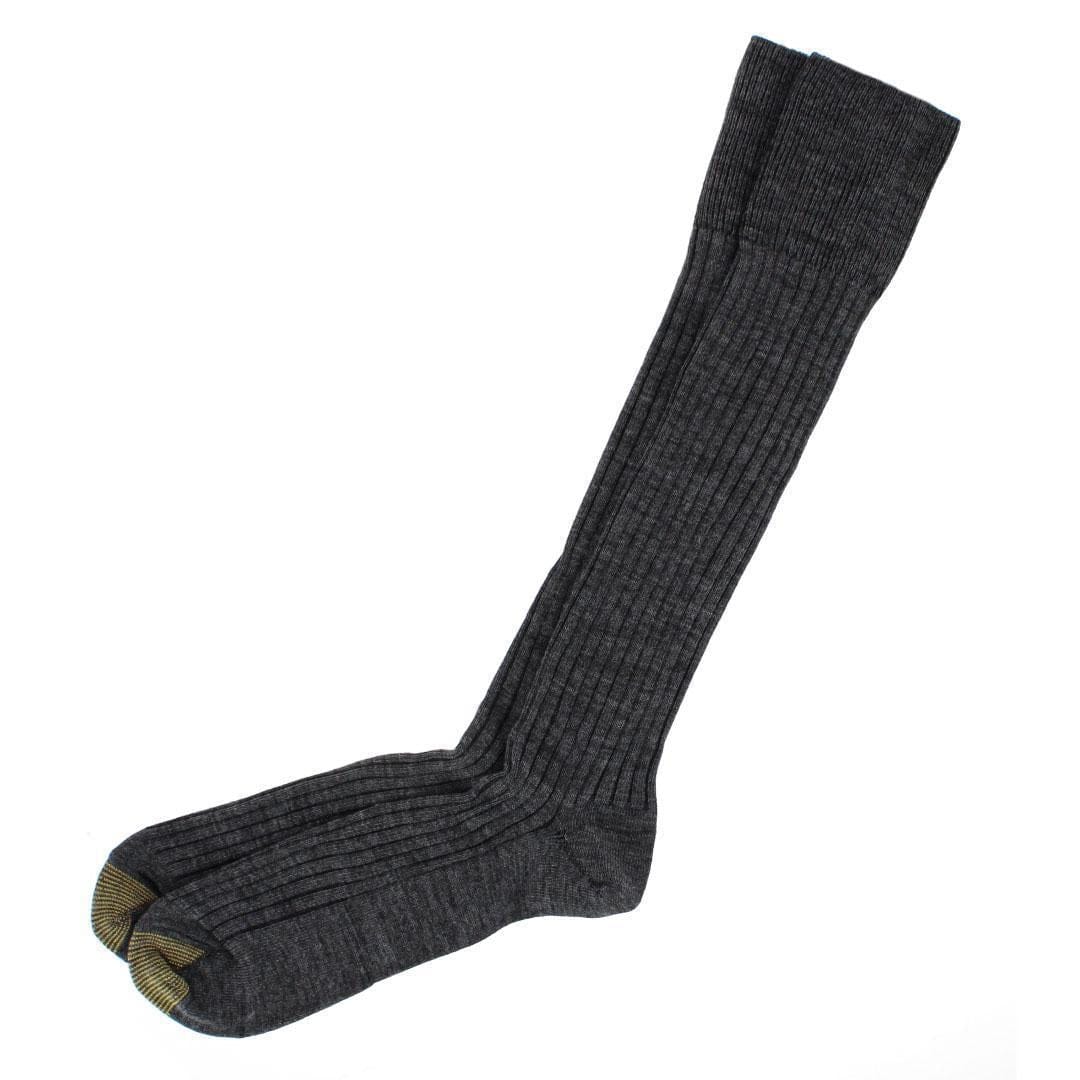 Gold Toe Mens Windsor Wool Over the Calf OTC Dress Socks (Pack of 3) - Charcoal