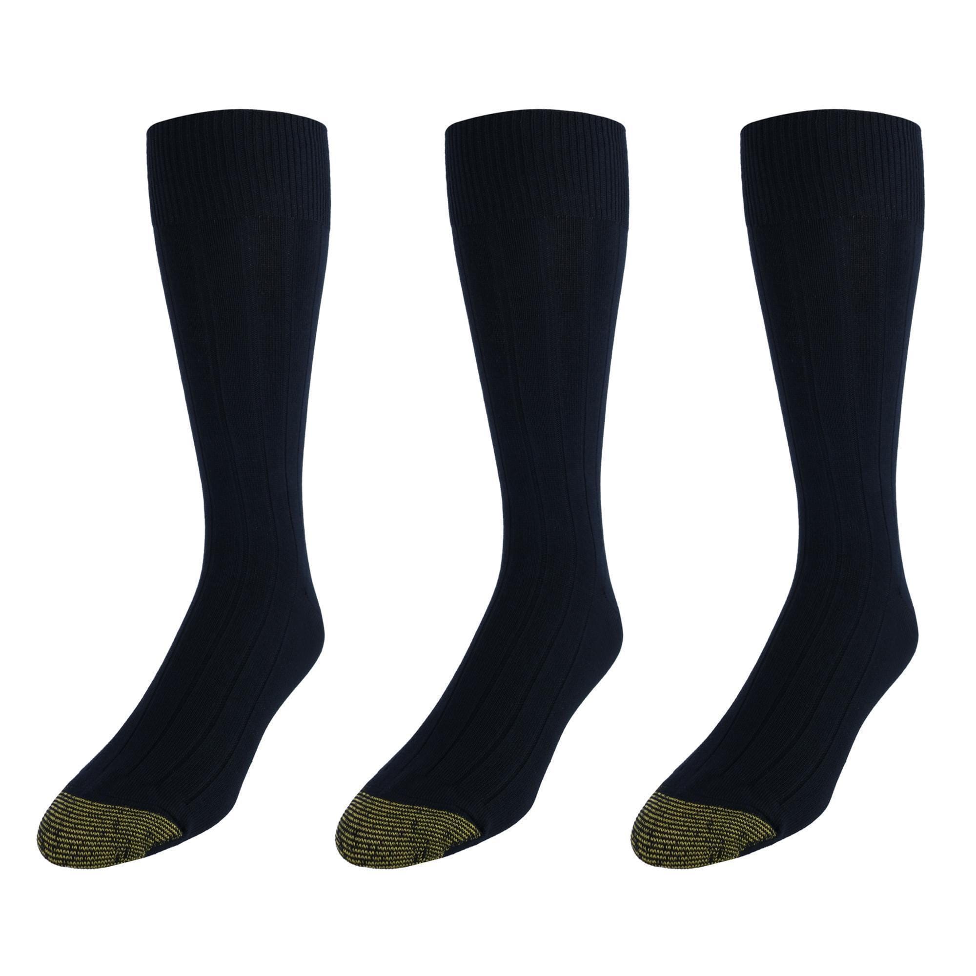 Gold Toe Mens Hampton Casual Dress Socks (Pack of 3) - Black