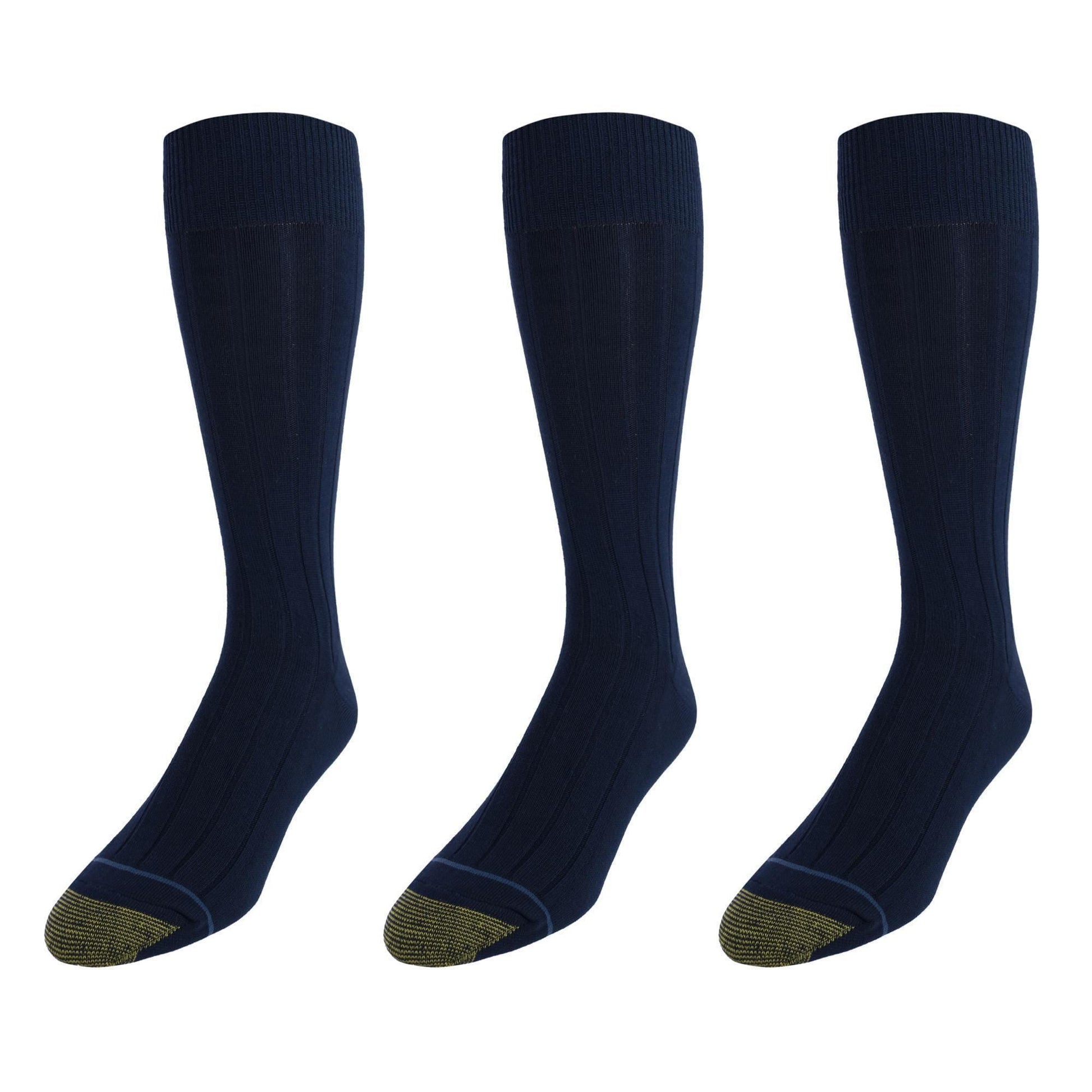 Gold Toe Mens Hampton Casual Dress Socks (Pack of 3) - Navy
