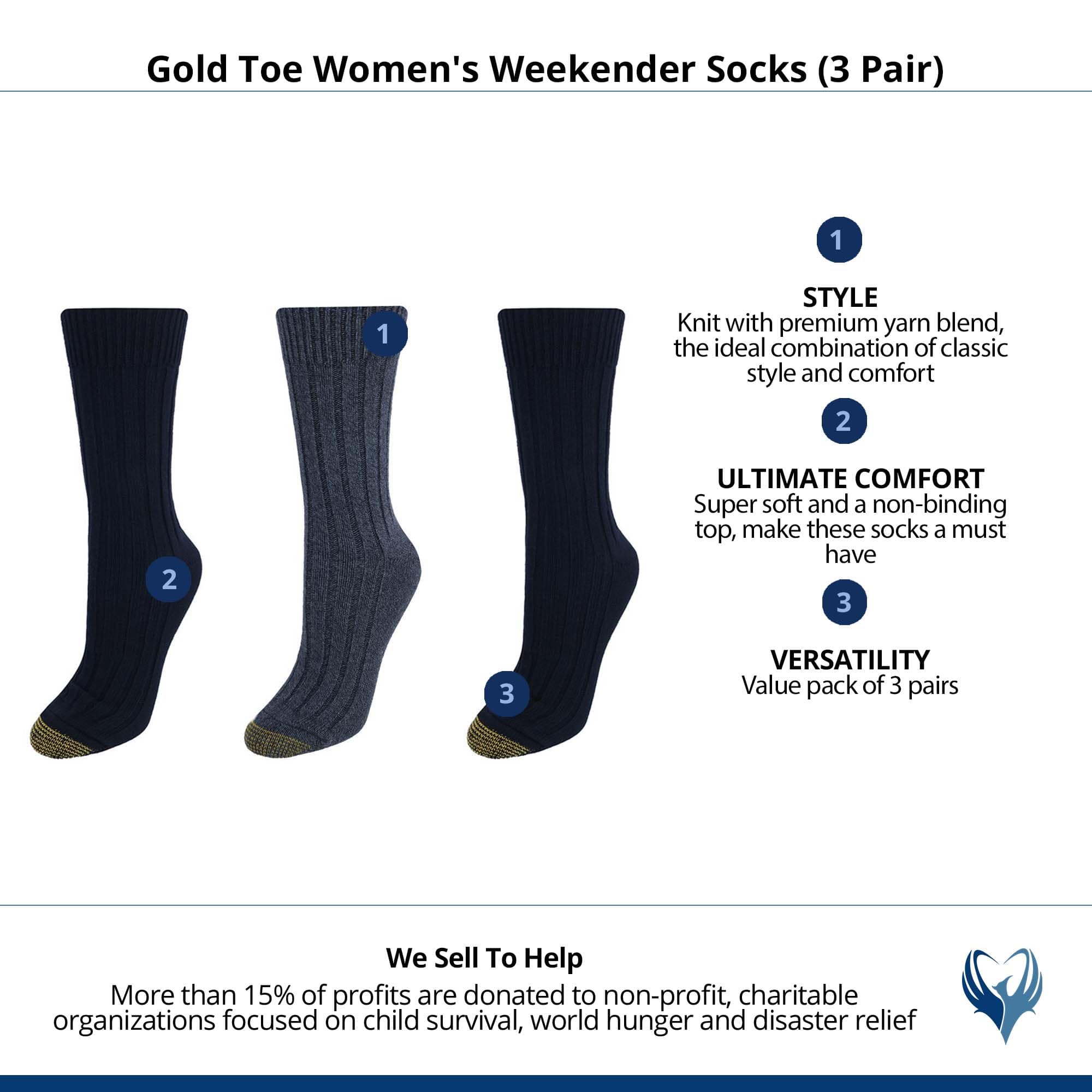 Gold Toe Women's Weekender Socks (3 Pair) - Black