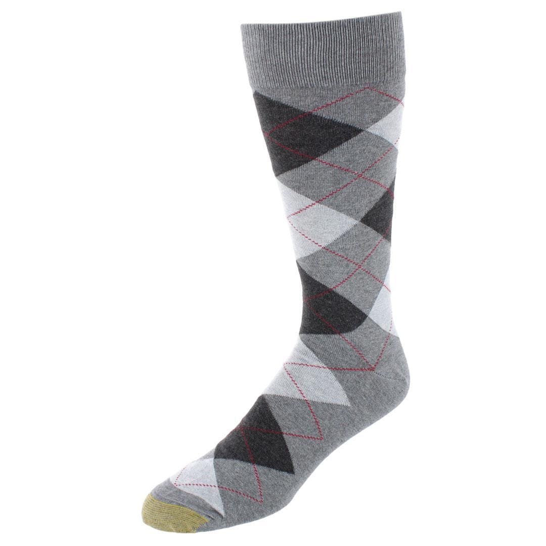 Gold Toe Men's Big & Tall Carylyle Argyle Crew Socks (3 Pairs) - Black, Grey, Dark Heather