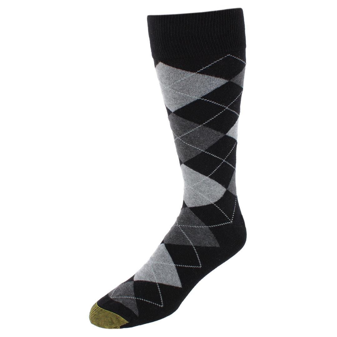 Gold Toe Men's Big & Tall Carylyle Argyle Crew Socks (3 Pairs) - Black, Grey, Dark Heather