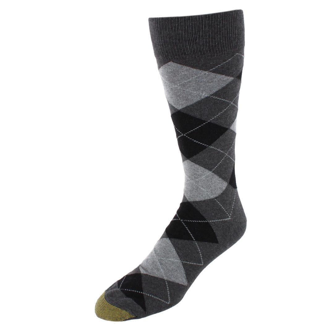 Gold Toe Men's Big & Tall Carylyle Argyle Crew Socks (3 Pairs) - Black, Grey, Dark Heather