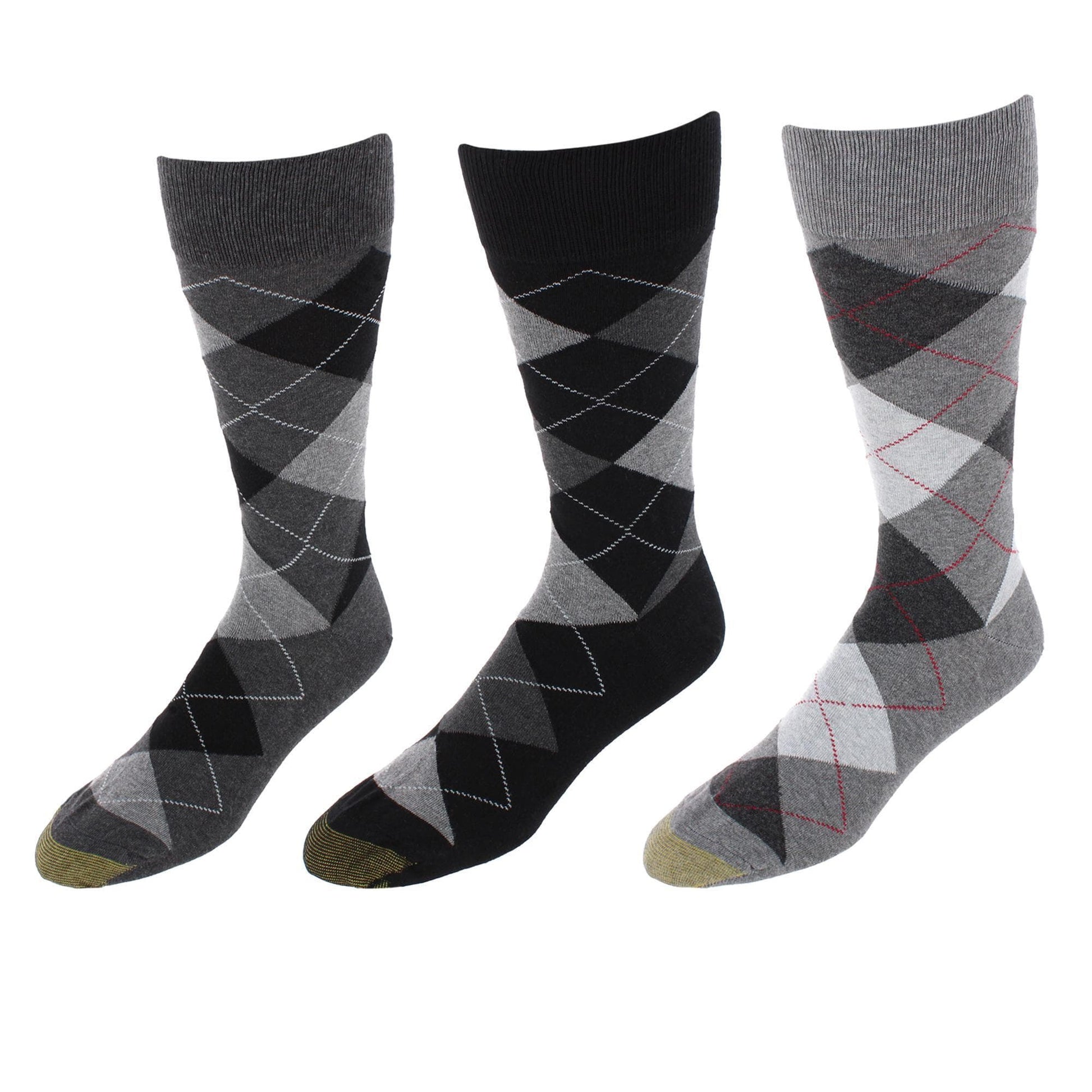 Gold Toe Men's Carlyle Argyle Crew Dress Socks (Pack of 3)