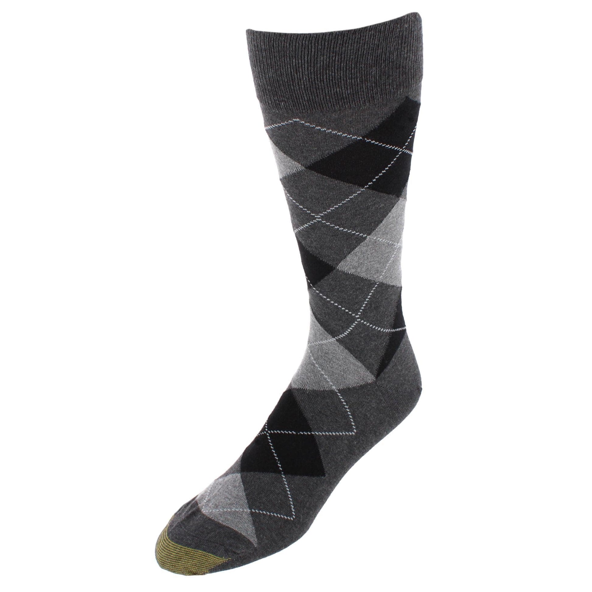 Gold Toe Men's Carlyle Argyle Crew Dress Socks (Pack of 3) - Black