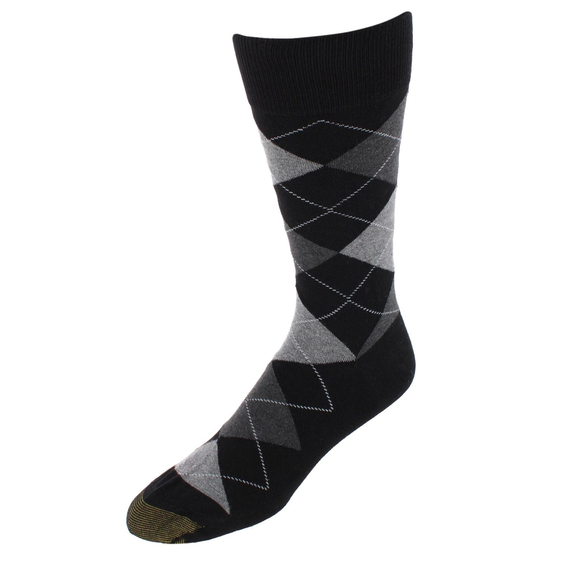 Gold Toe Men's Carlyle Argyle Crew Dress Socks (Pack of 3) - Black