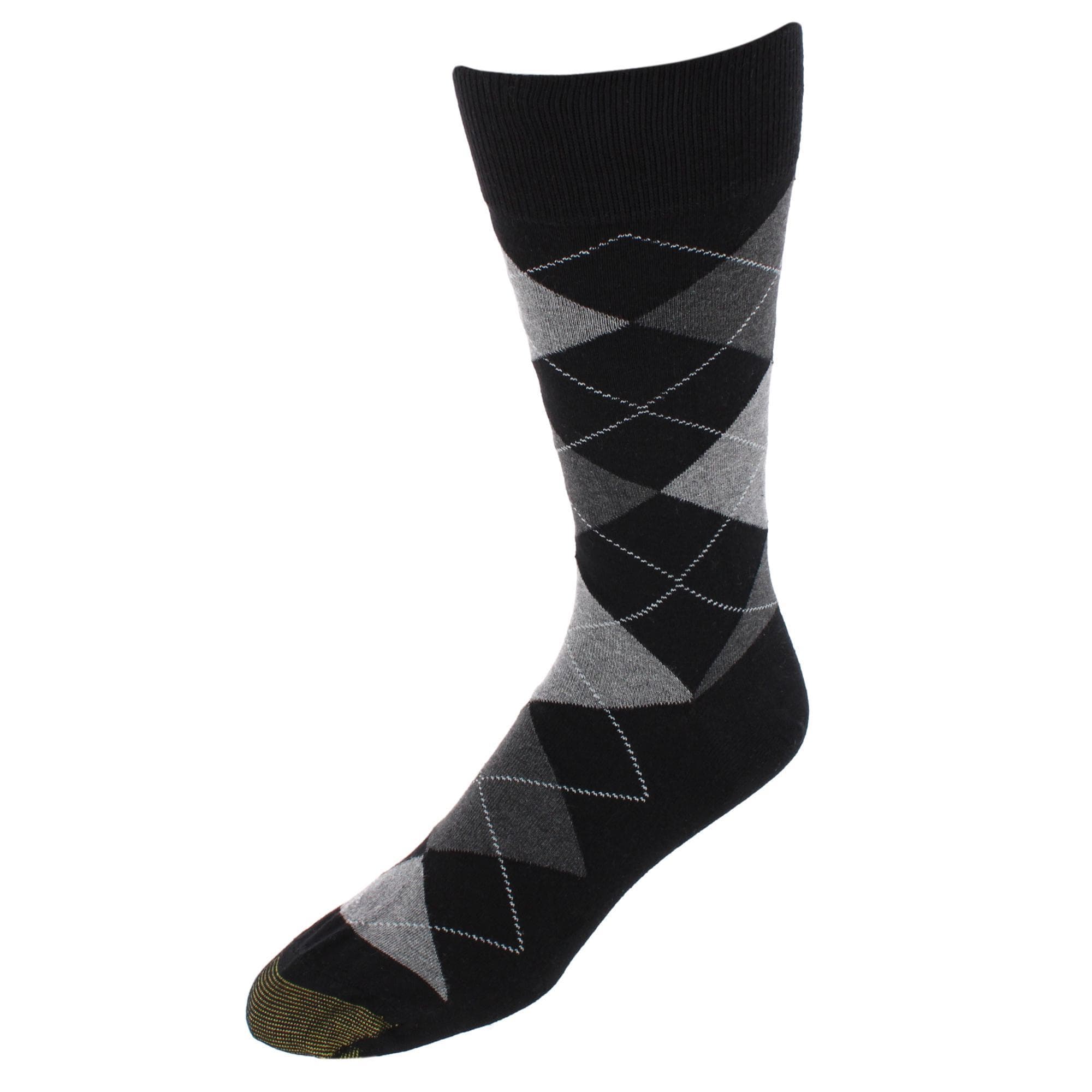Gold Toe Men's Carlyle Argyle Crew Dress Socks (Pack of 3) - Black
