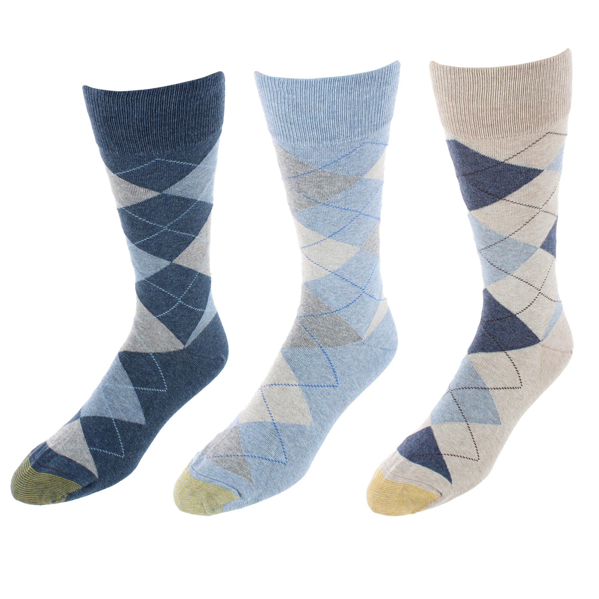 Gold Toe Men's Carlyle Argyle Crew Dress Socks (Pack of 3)