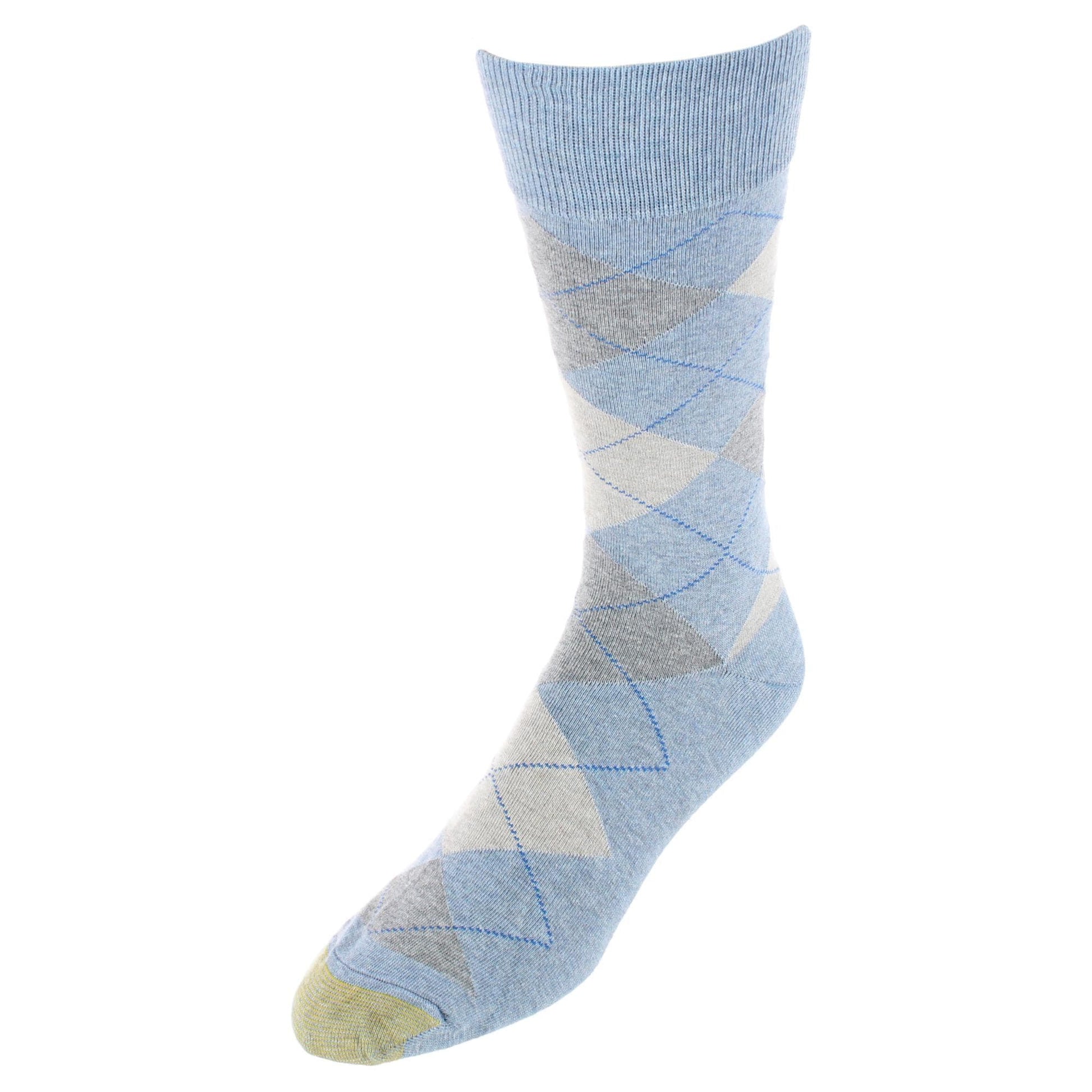 Gold Toe Men's Carlyle Argyle Crew Dress Socks (Pack of 3) - Denim Blues