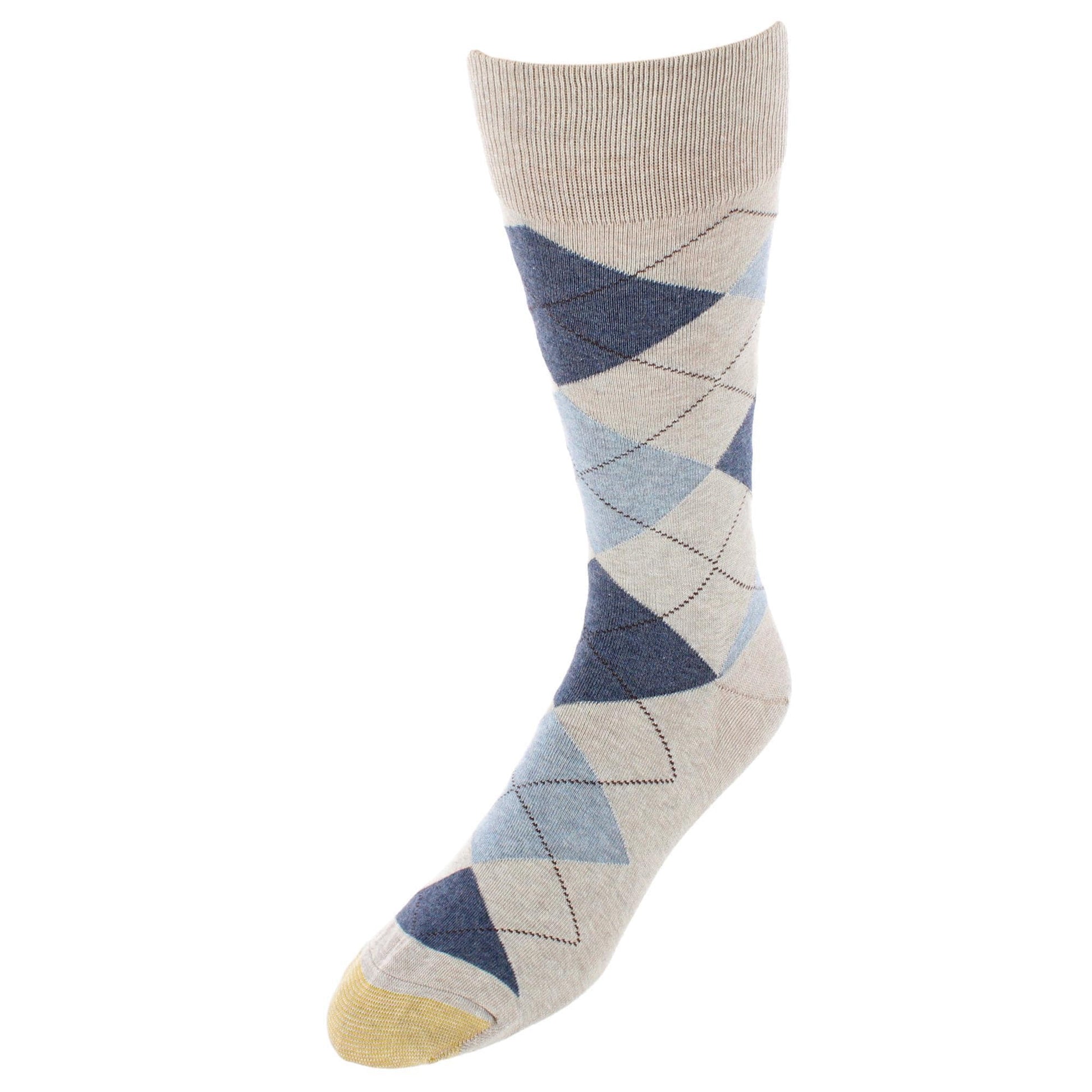 Gold Toe Men's Carlyle Argyle Crew Dress Socks (Pack of 3) - Denim Blues