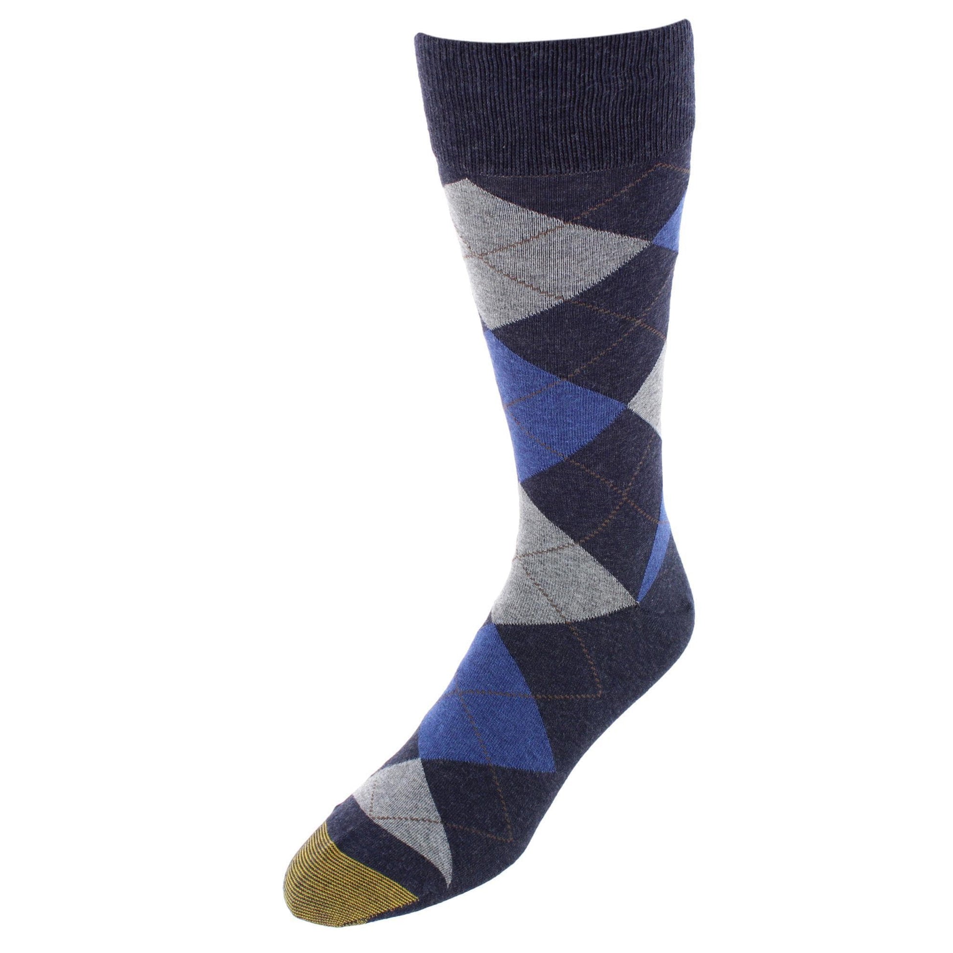 Gold Toe Men's Carlyle Argyle Crew Dress Socks (Pack of 3) - Navy Blue