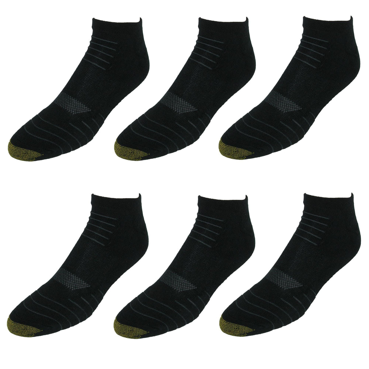 Gold Toe Men's Tech Sport No Show Socks(6 Pair Pack) - Black