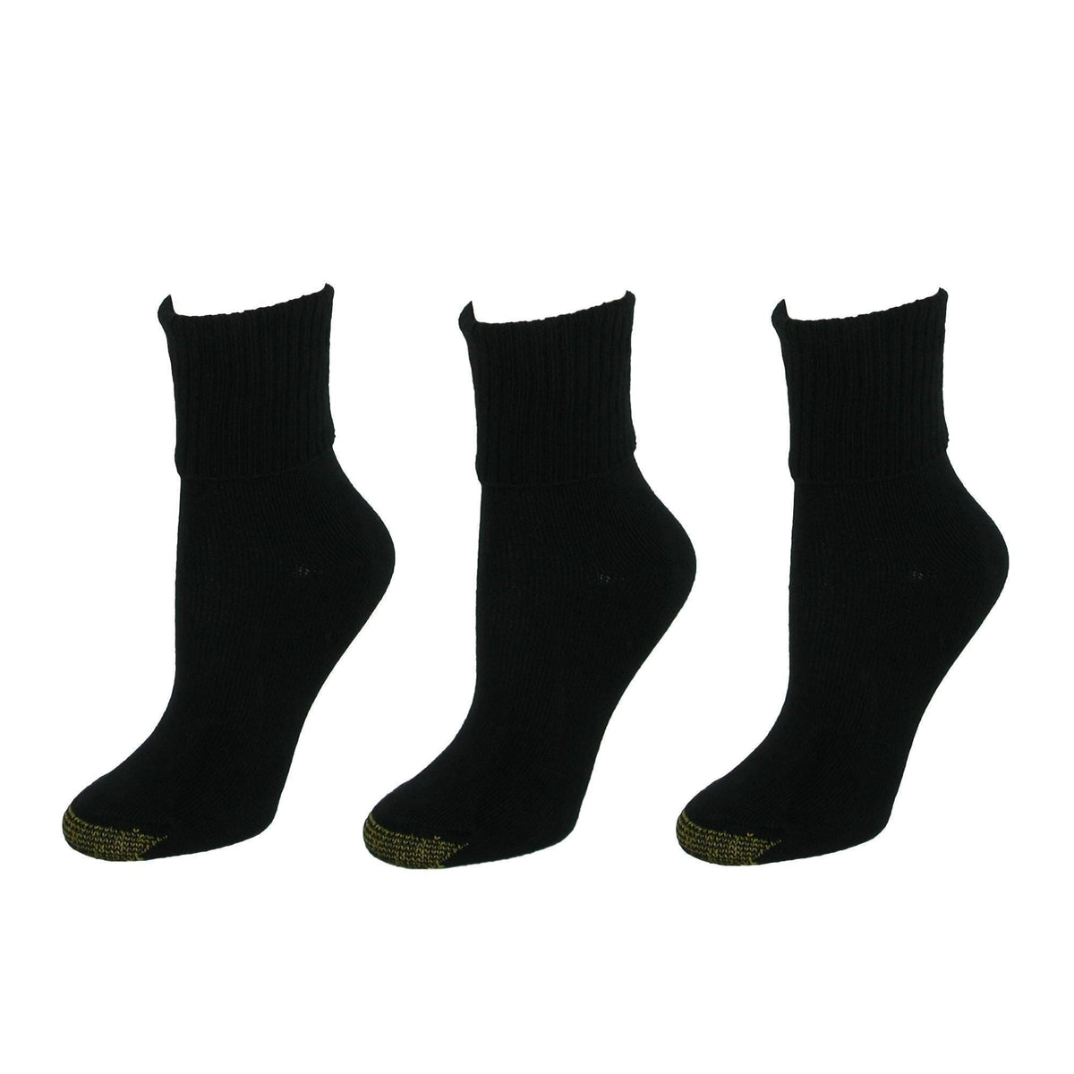 Gold Toe Women's Turn Cuff Bermuda Socks (3 Pair Pack) - Black