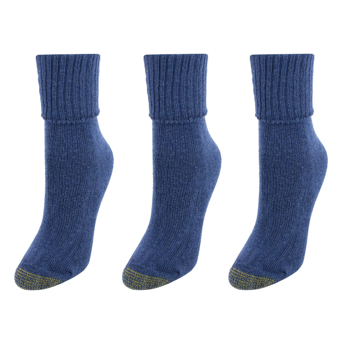 Gold Toe Women's Turn Cuff Bermuda Socks (3 Pair Pack) - Blue