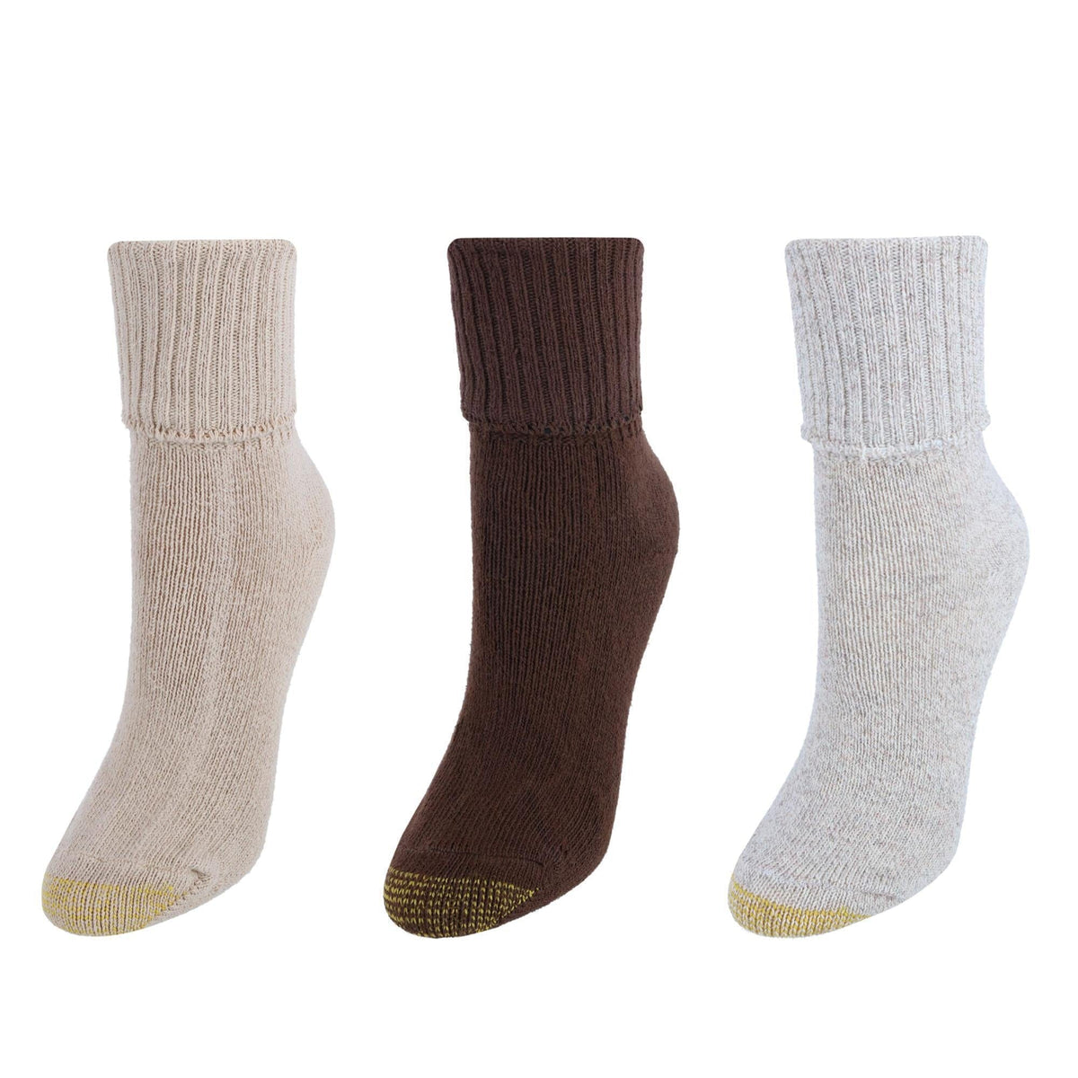Gold Toe Women's Turn Cuff Bermuda Socks (3 Pair Pack) - Multiple