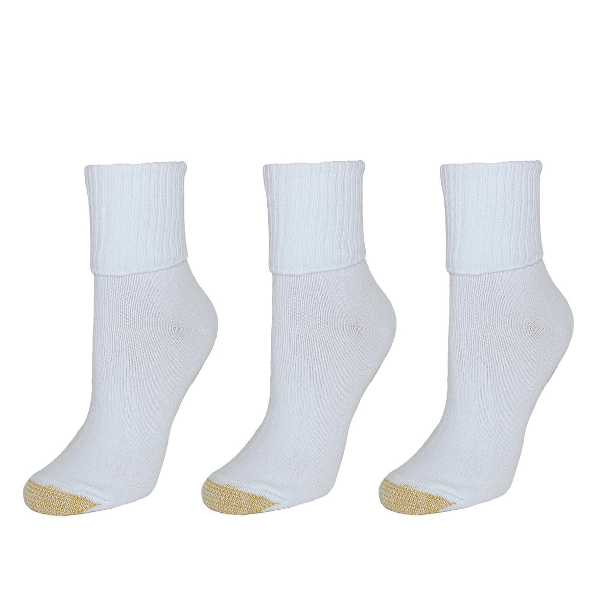 Gold Toe Women's Turn Cuff Bermuda Socks (3 Pair Pack) - White
