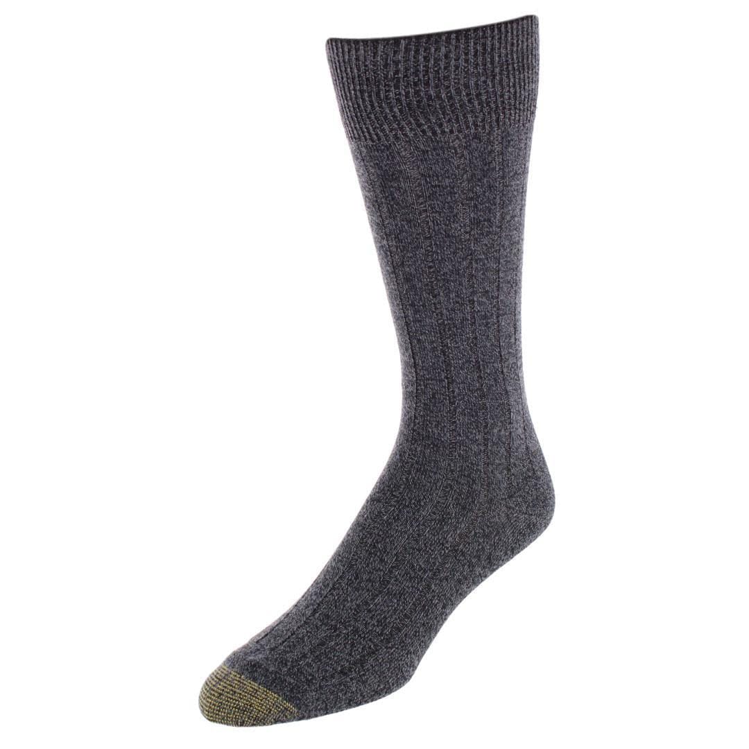 Gold Toe Men's Nantucket Soft Rib Crew Socks (3 Pairs) - Black, Charcoal, Black
