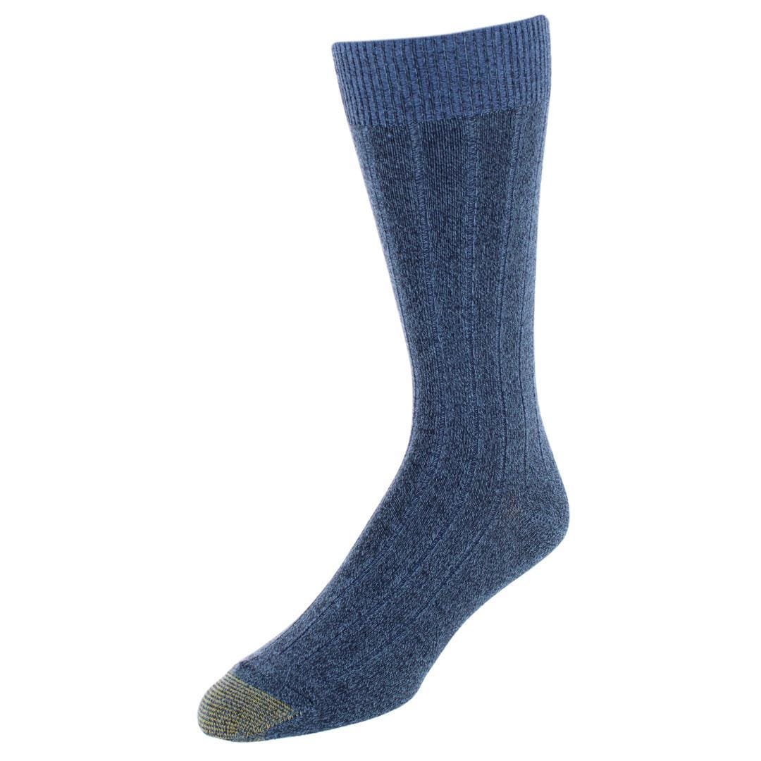 Gold Toe Men's Nantucket Soft Rib Crew Socks (3 Pairs) - Khaki, Grey Marl, Denim