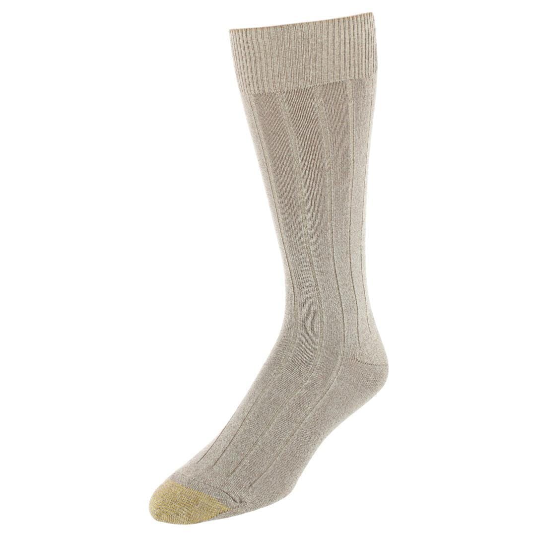 Gold Toe Men's Nantucket Soft Rib Crew Socks (3 Pairs) - Khaki, Grey Marl, Denim