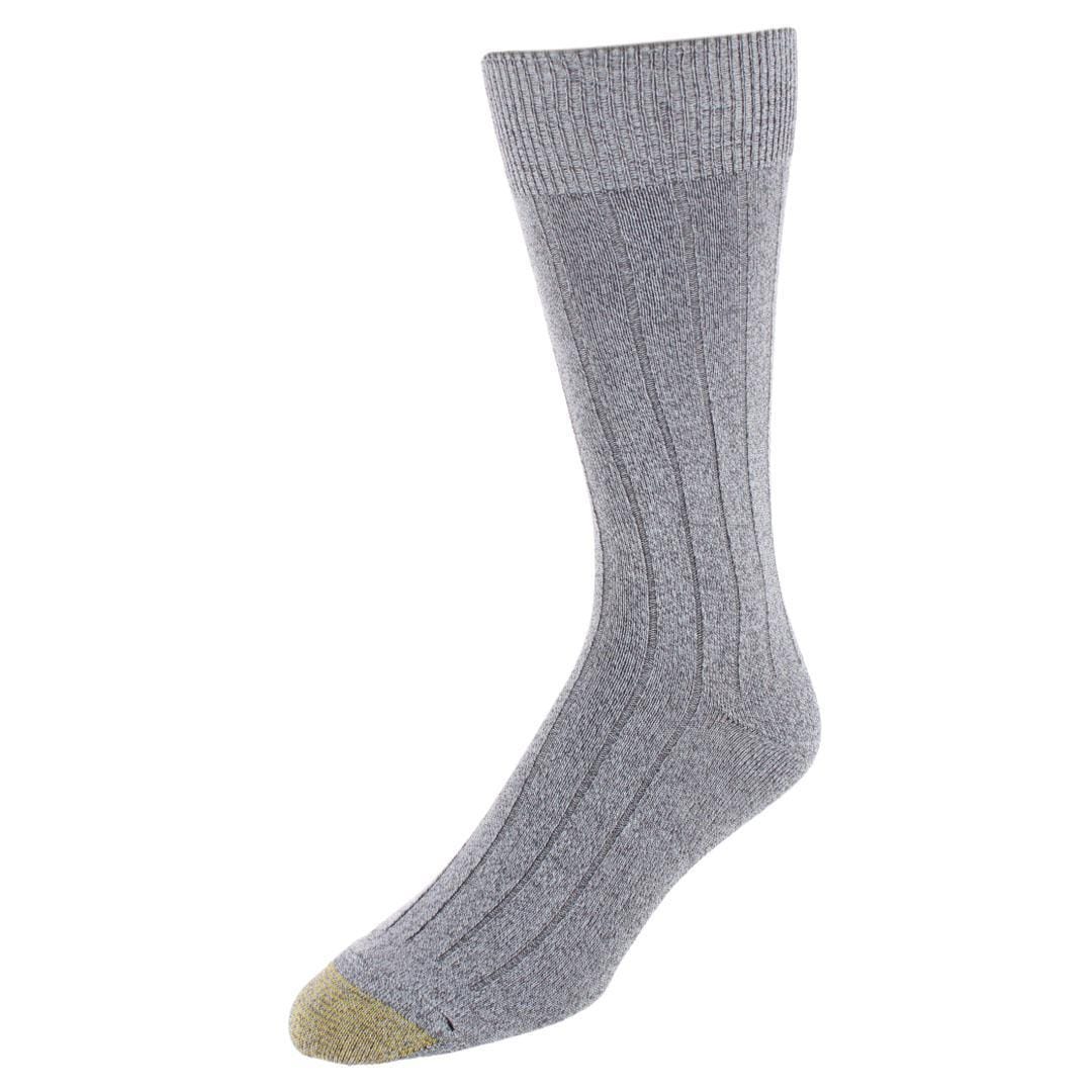 Gold Toe Men's Nantucket Soft Rib Crew Socks (3 Pairs) - Khaki, Grey Marl, Denim