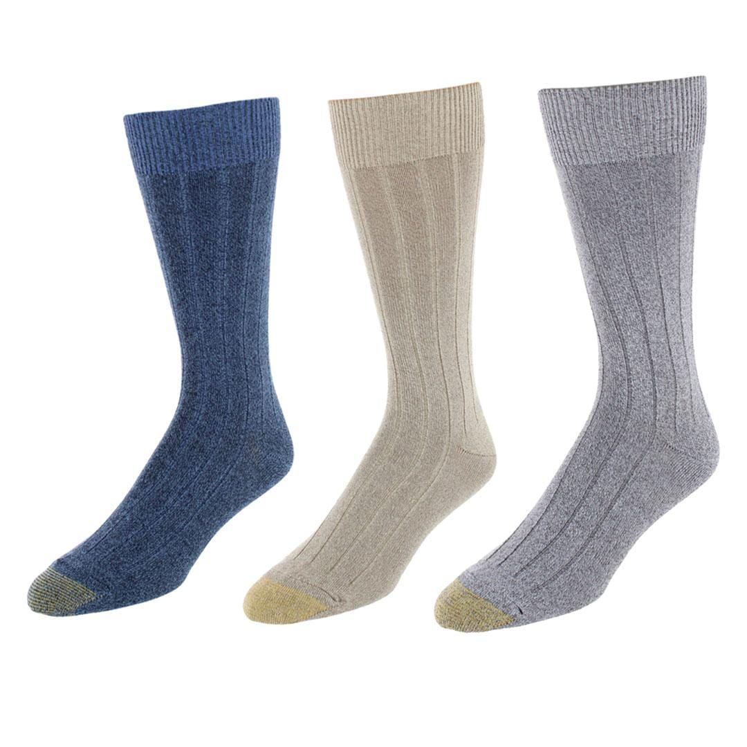 Gold Toe Men's Nantucket Soft Rib Crew Socks (3 Pairs) - Men's Nantucket Soft Rib Crew Socks (3 Pairs)