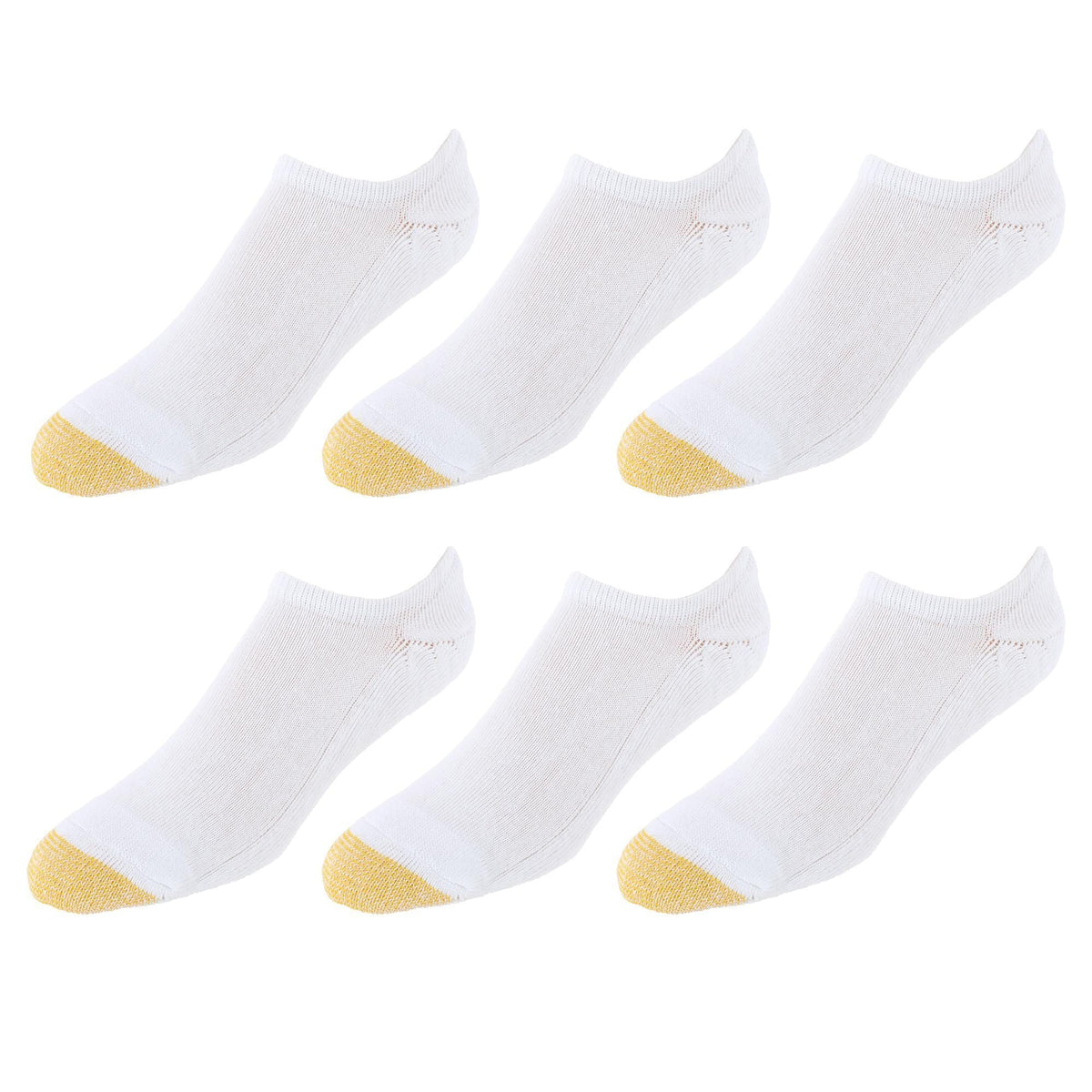 Gold Toe Men's Davenport Invisible Cushioned Sole Socks (6 Pairs) - White