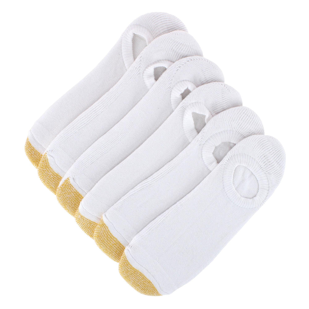 Gold Toe Men's Davenport Invisible Cushioned Sole Socks (6 Pairs) - White