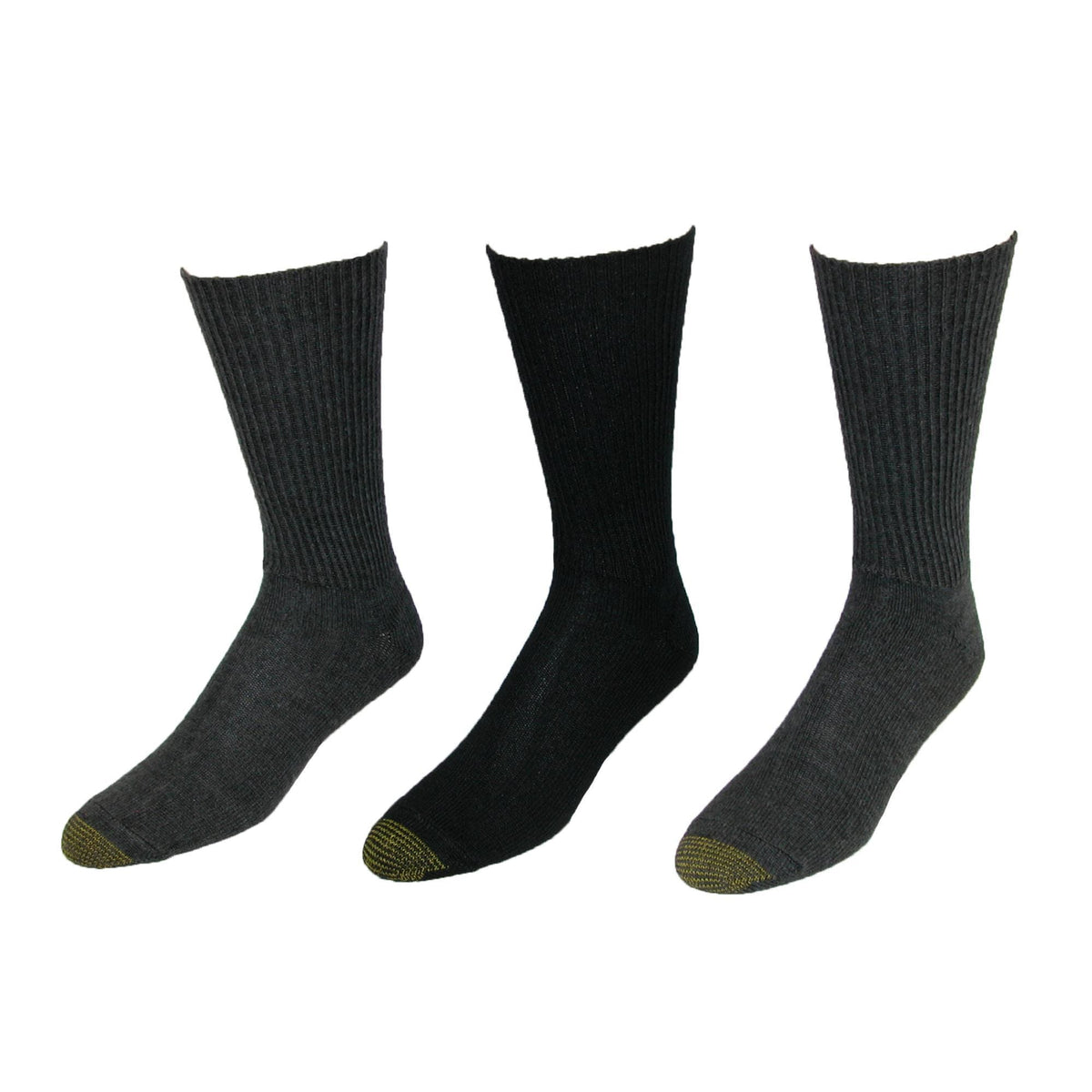 Gold Toe Men's Mid Calf Fluffies Socks (Pack of 3) - Black Grey Combo