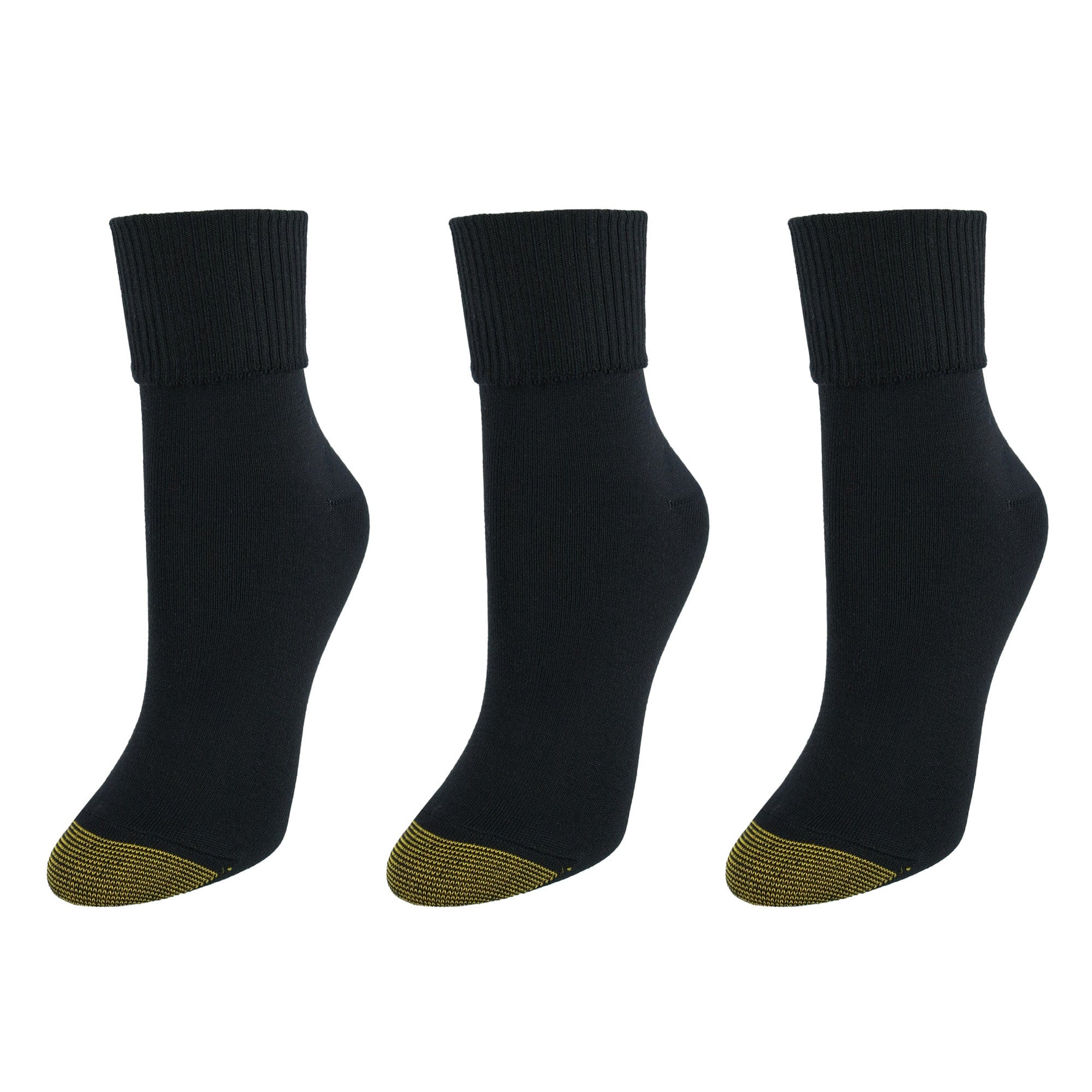 Gold Toe Women's Providence Turn Cuff Socks (3 Pair Pack) - Black