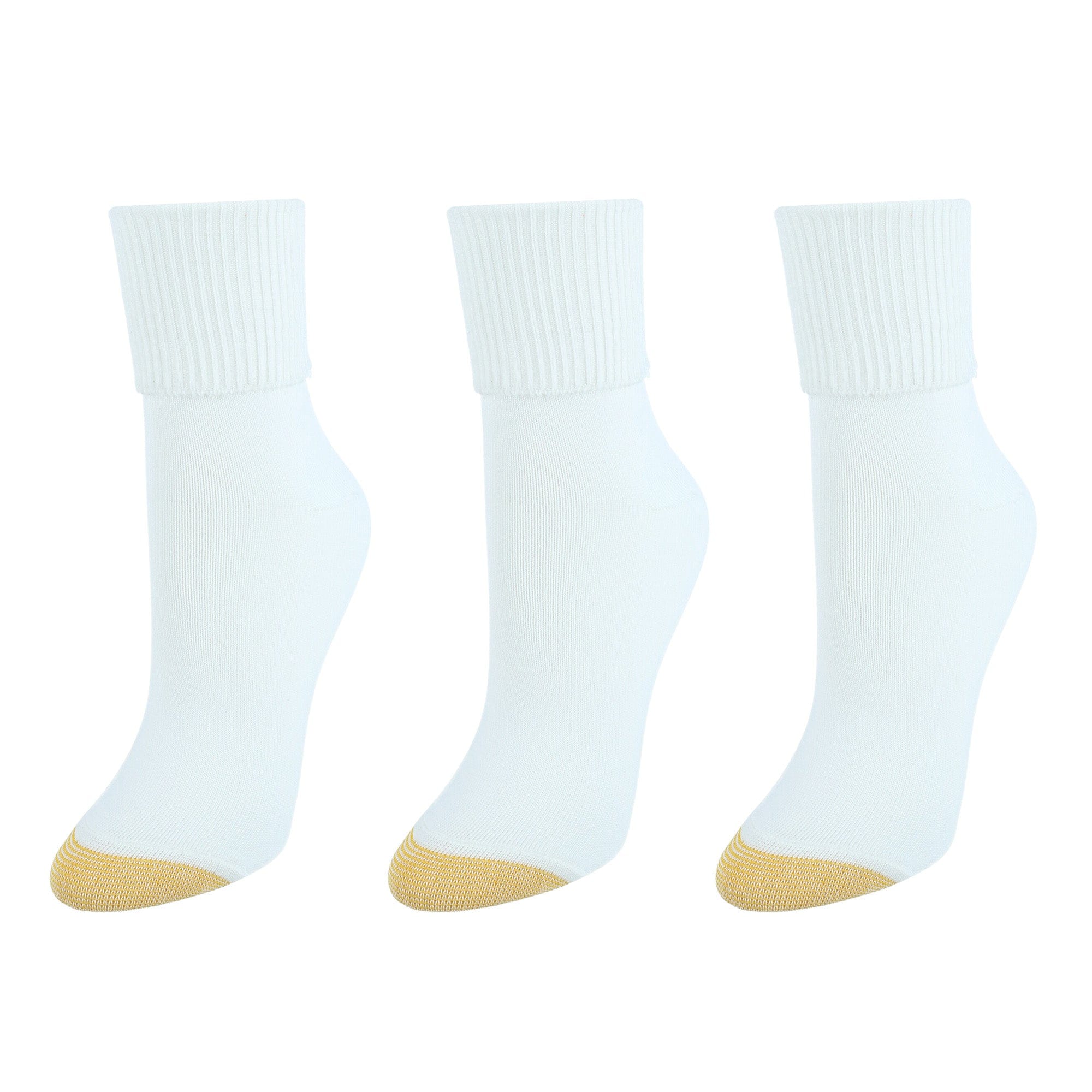 Gold Toe Women's Providence Turn Cuff Socks (3 Pair Pack) - White
