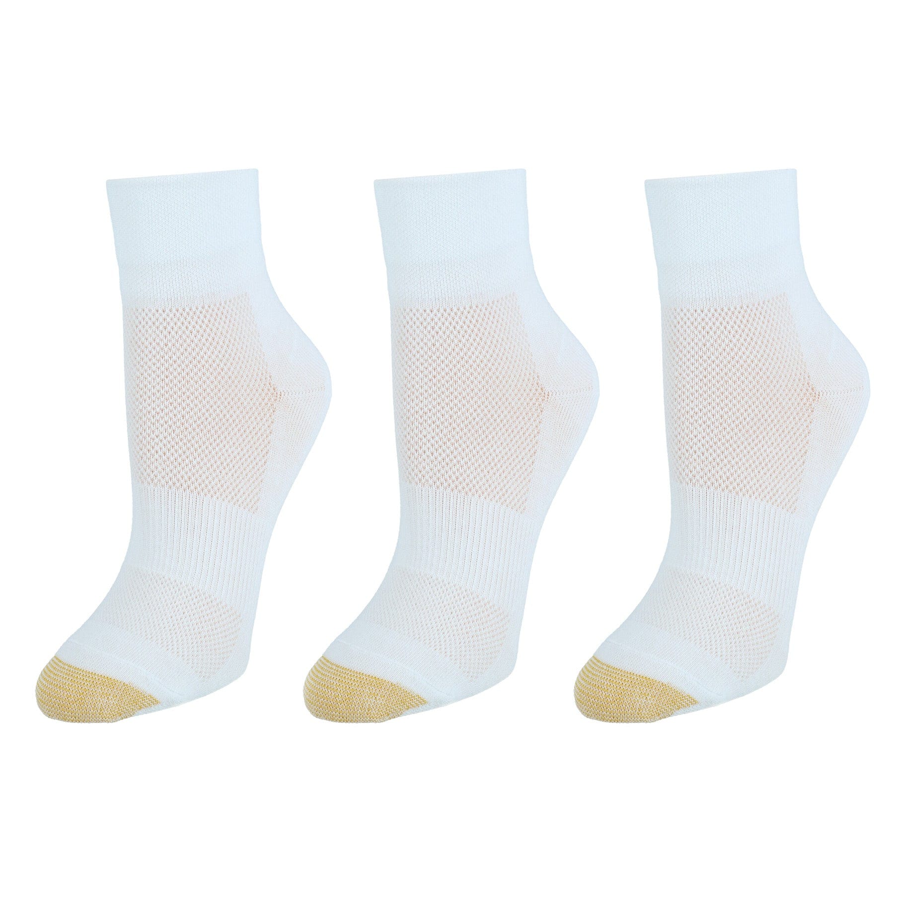 Gold Toe Women's CoolMax Quarter Ankle Socks (Pack of 3) - White
