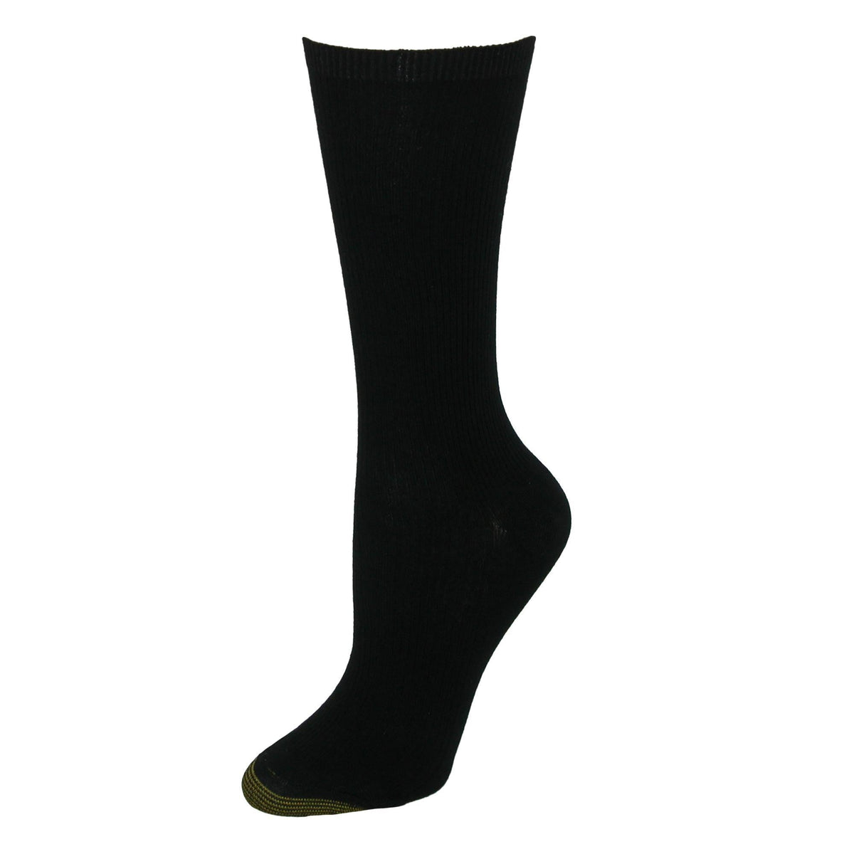 Gold Toe Women's Non Binding Ribbed Crew Socks (3 Pair Pack) - Black
