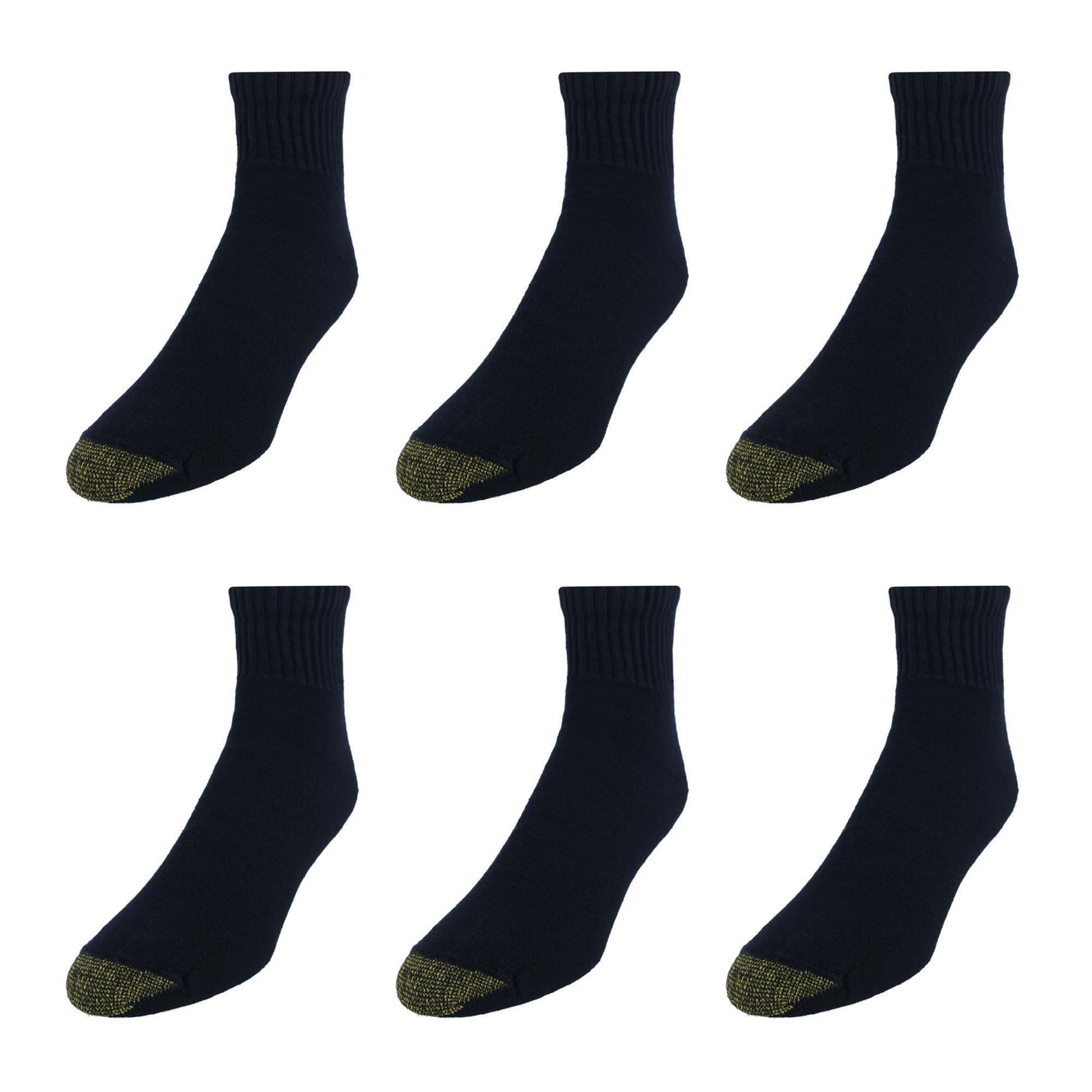 Gold Toe Men's Big & Tall Cotton Quarter Socks (Pack of 6) - Black