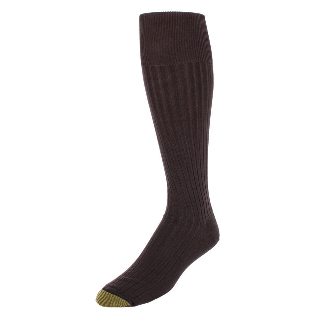 Gold Toe Men's Mercerized Cotton Over the Calf Dress Socks (Pack of 3) - Brown