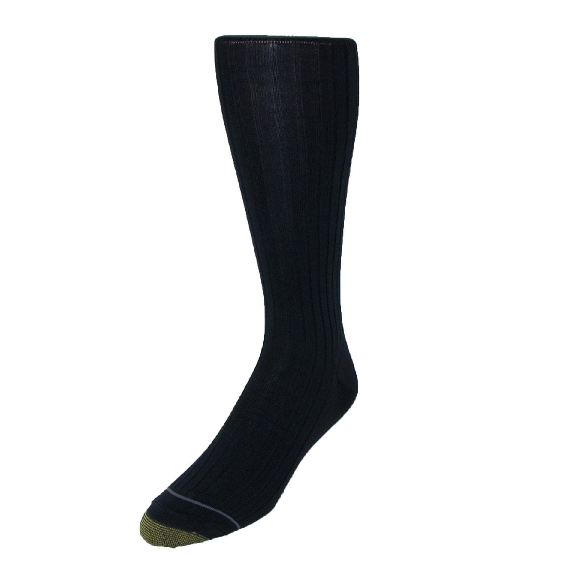 Gold Toe Men's Mercerized Cotton Over the Calf Dress Socks (Pack of 3) - Navy