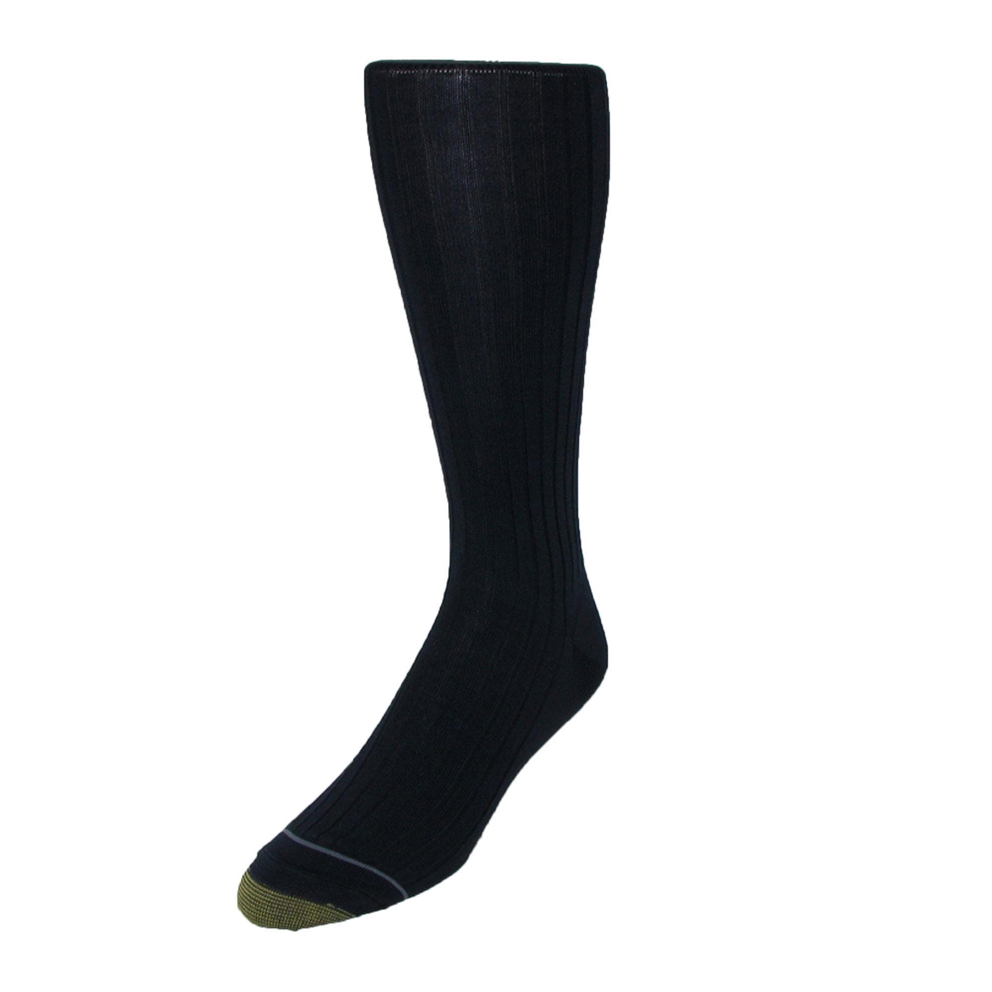 Gold Toe Men's Mercerized Cotton Over the Calf Dress Socks (Pack of 3) - Navy