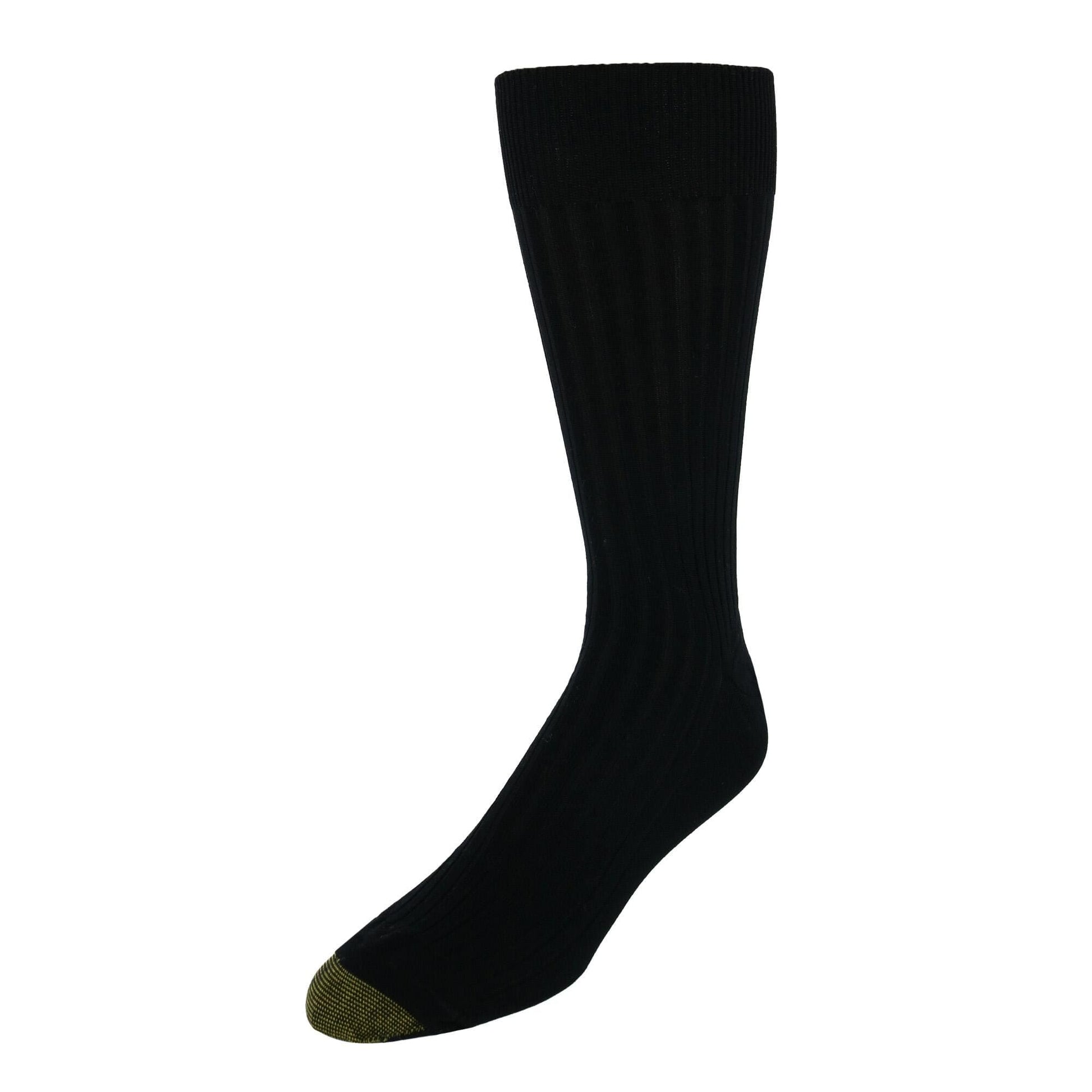 Gold Toe Men's Moisture Control Canterbury Crew Dress Socks (3 Pair Pack) - Black