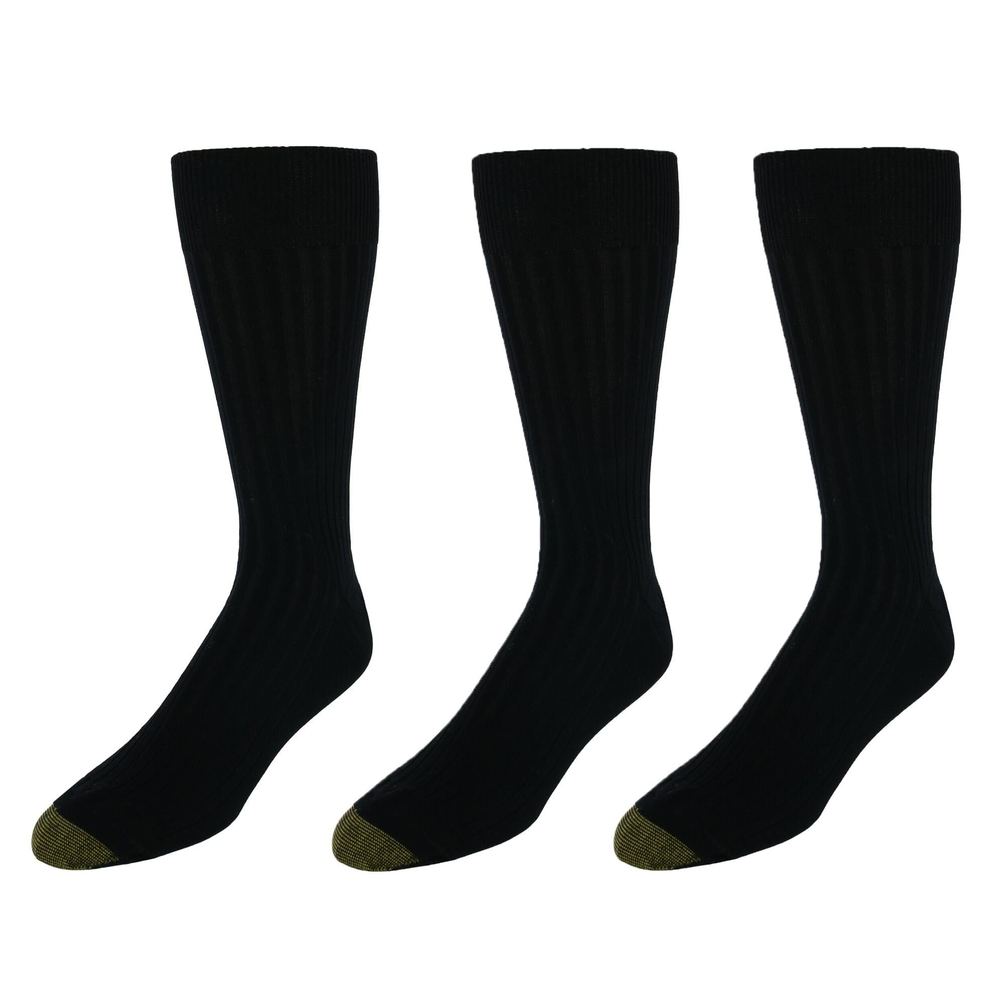 Gold Toe Men's Moisture Control Canterbury Crew Dress Socks (3 Pair Pack) - Black