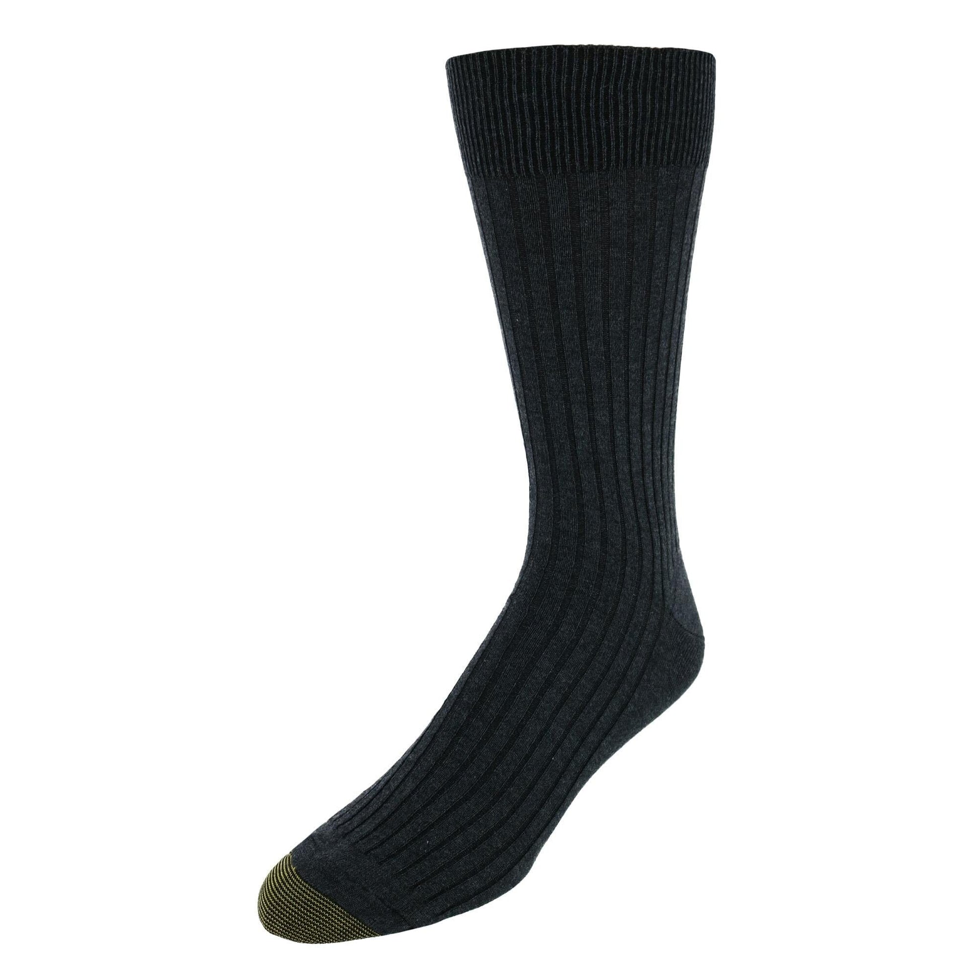 Gold Toe Men's Moisture Control Canterbury Crew Dress Socks (3 Pair Pack) - Heather Grey, Dark Heather Grey, Black