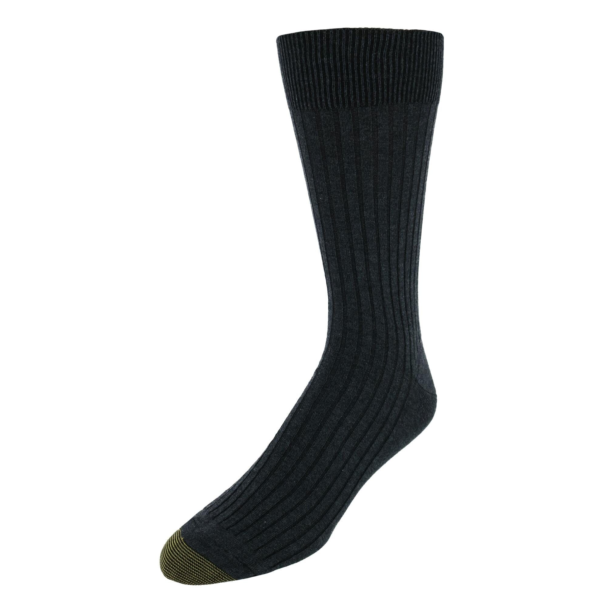 Gold Toe Men's Moisture Control Canterbury Crew Dress Socks (3 Pair Pack) - Heather Grey, Dark Heather Grey, Black