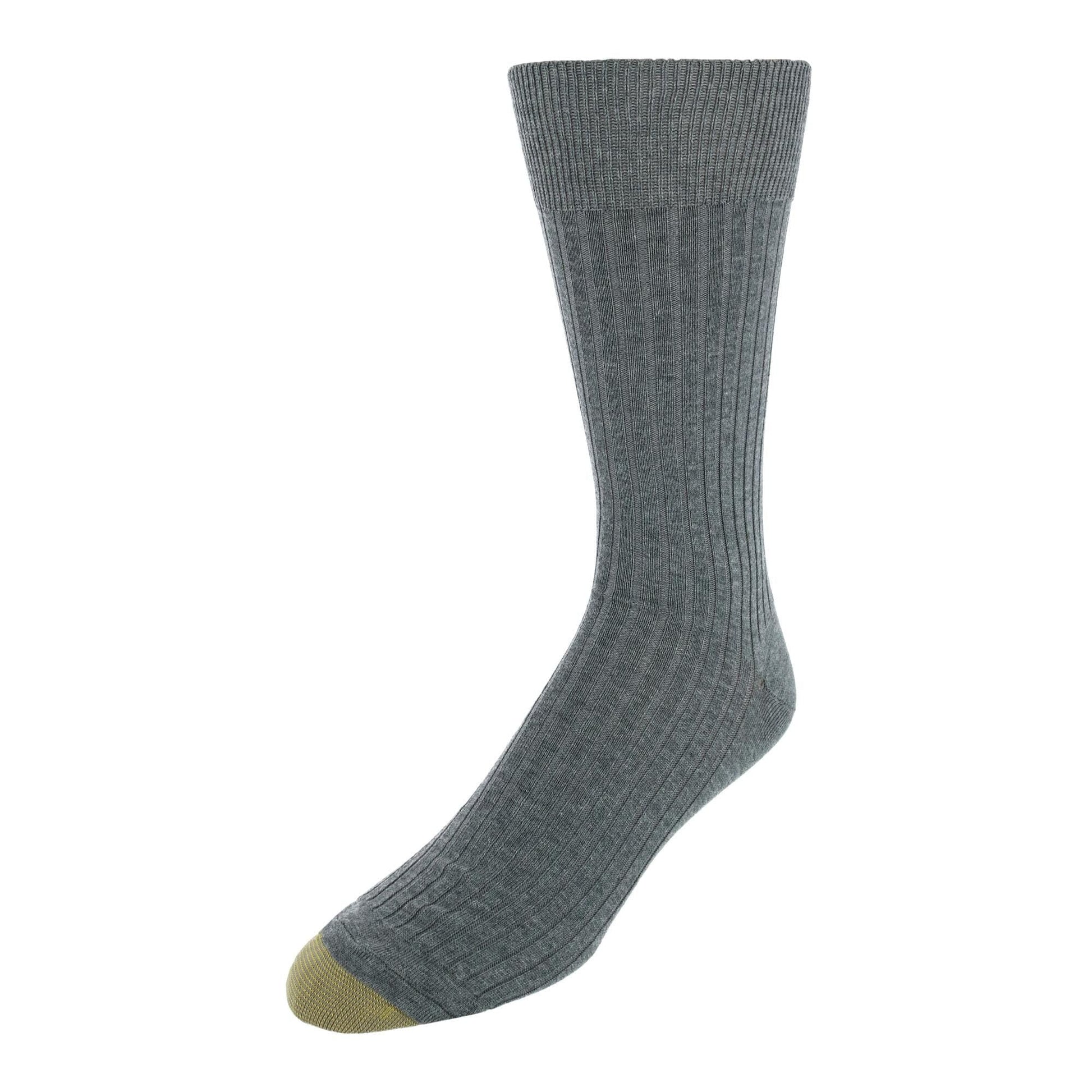 Gold Toe Men's Moisture Control Canterbury Crew Dress Socks (3 Pair Pack) - Heather Grey, Dark Heather Grey, Black