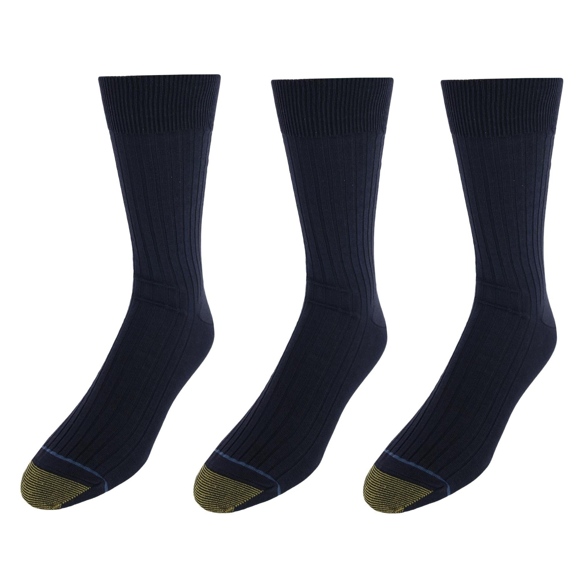 Gold Toe Men's Moisture Control Canterbury Crew Dress Socks (3 Pair Pack) - Navy