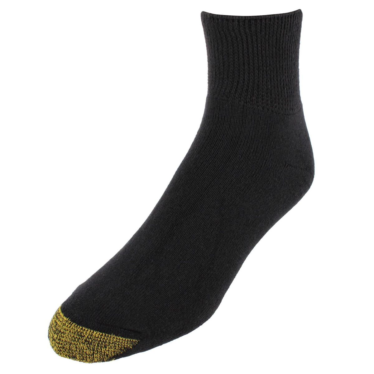 Gold Toe Men's Non-Binding Quarter Full Cushioned Socks (3 Pair) - Black