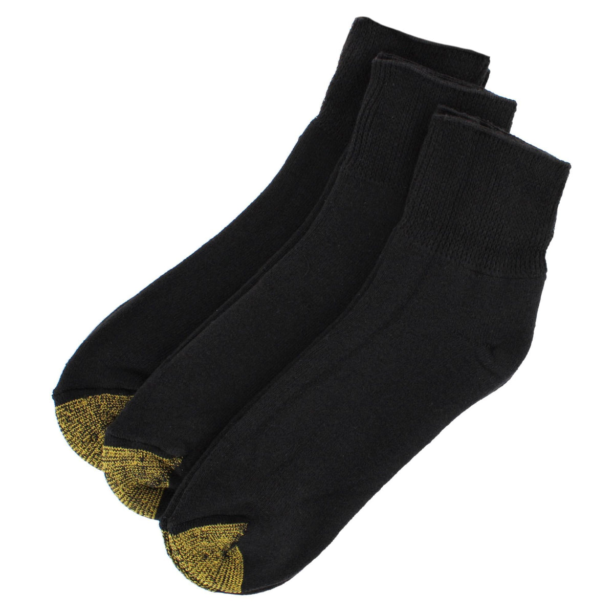 Gold Toe Men's Non-Binding Quarter Full Cushioned Socks (3 Pair) - Black