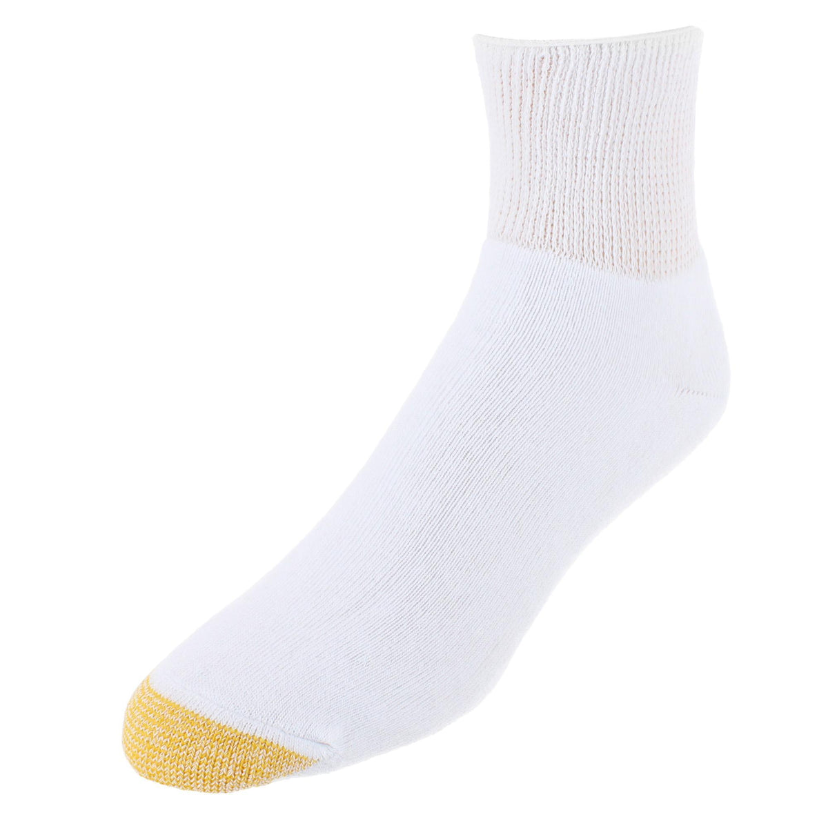 Gold Toe Men's Non-Binding Quarter Full Cushioned Socks (3 Pair) - White