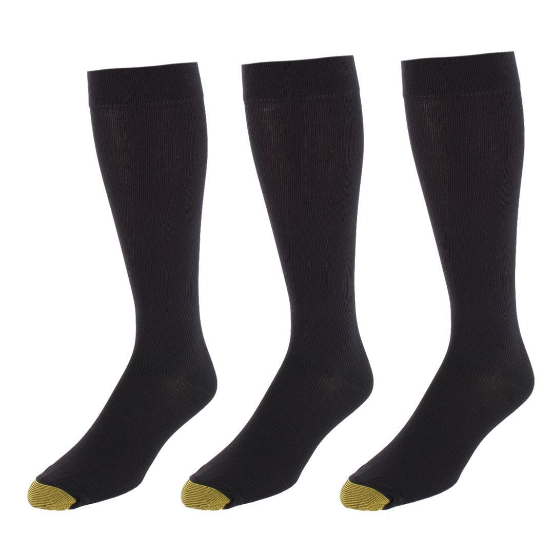 Gold Toe Men's Mild Compression OTC Rib Socks (3 Pair) - Black