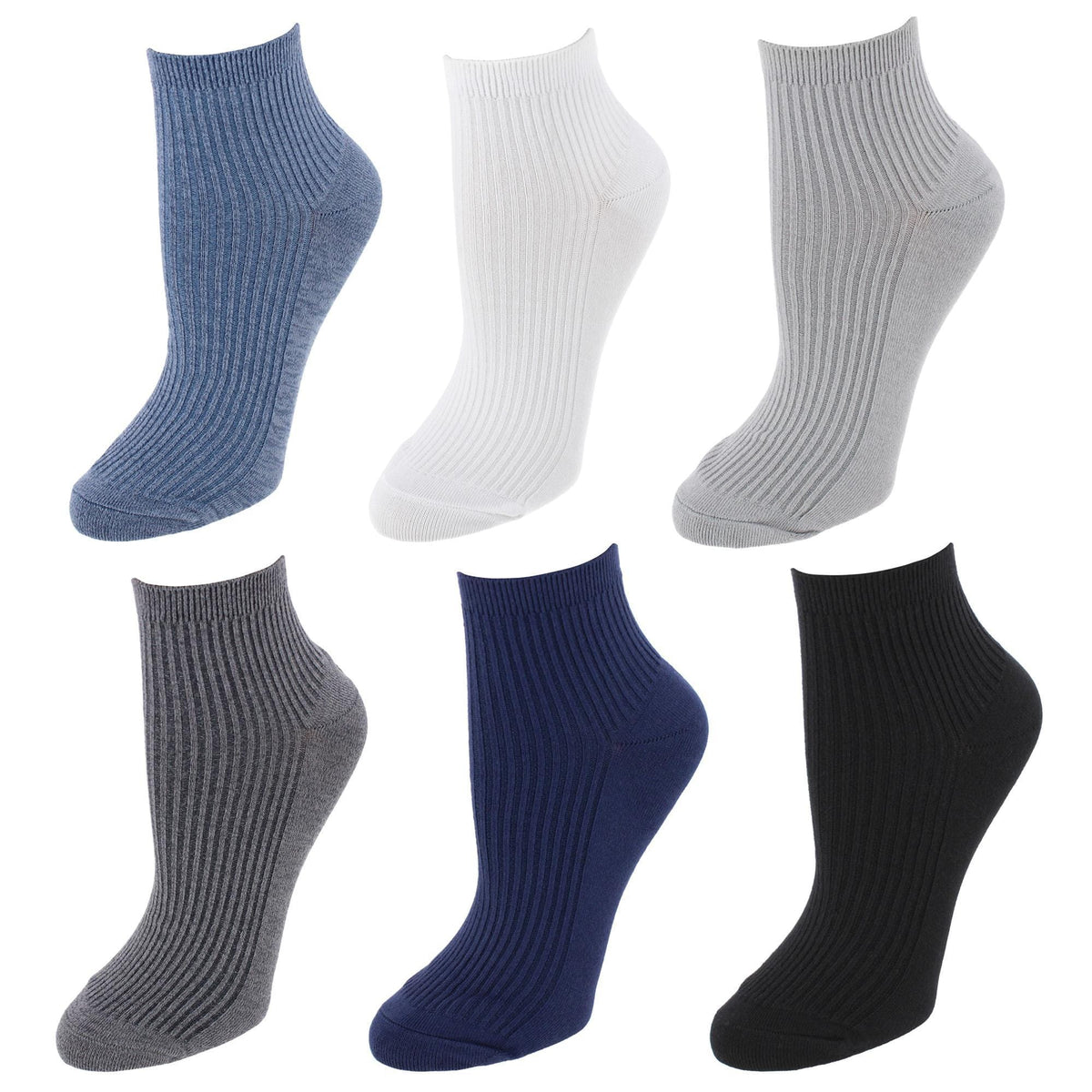 Gold Toe Women's Quarter Lenght Ribbed Comfort Seams Socks (6 Pairs) - Multiple Colors