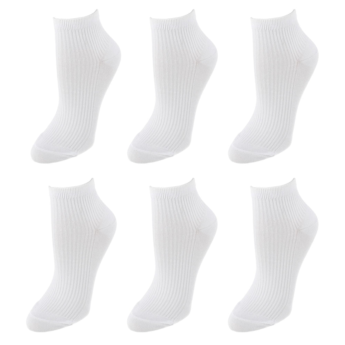 Gold Toe Women's Quarter Lenght Ribbed Comfort Seams Socks (6 Pairs) - White